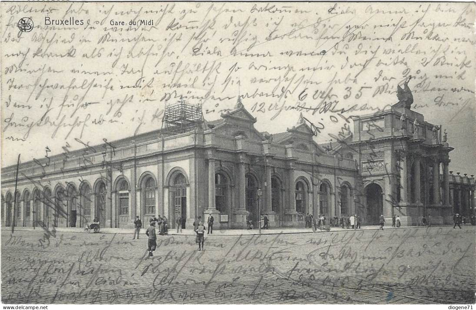 Bruxelles Gare Du Midi 1912 Animée - Chemins De Fer, Gares