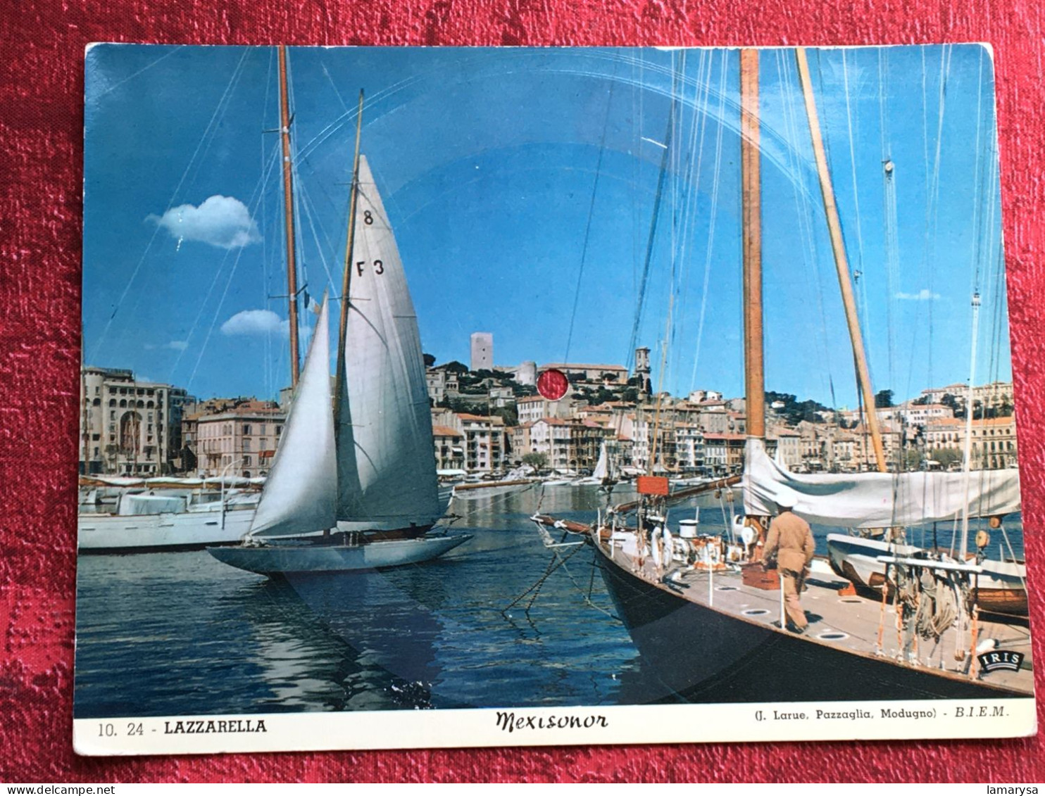 Disque 45 Tr Vinyle MEXISONOR Carte Postale Musicale "Lazzarella" Photo Vintage : Cannes Cote D'Azur-port Du Suquet - Objets Dérivés