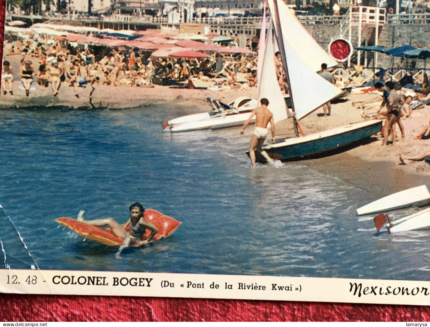 Disque 45 Tr Vinyle MEXISONOR Carte Postale Musicale "Colonel Bogey" Photo Vintage : Cannes Cote D'Azur-La Croisettej - Objets Dérivés