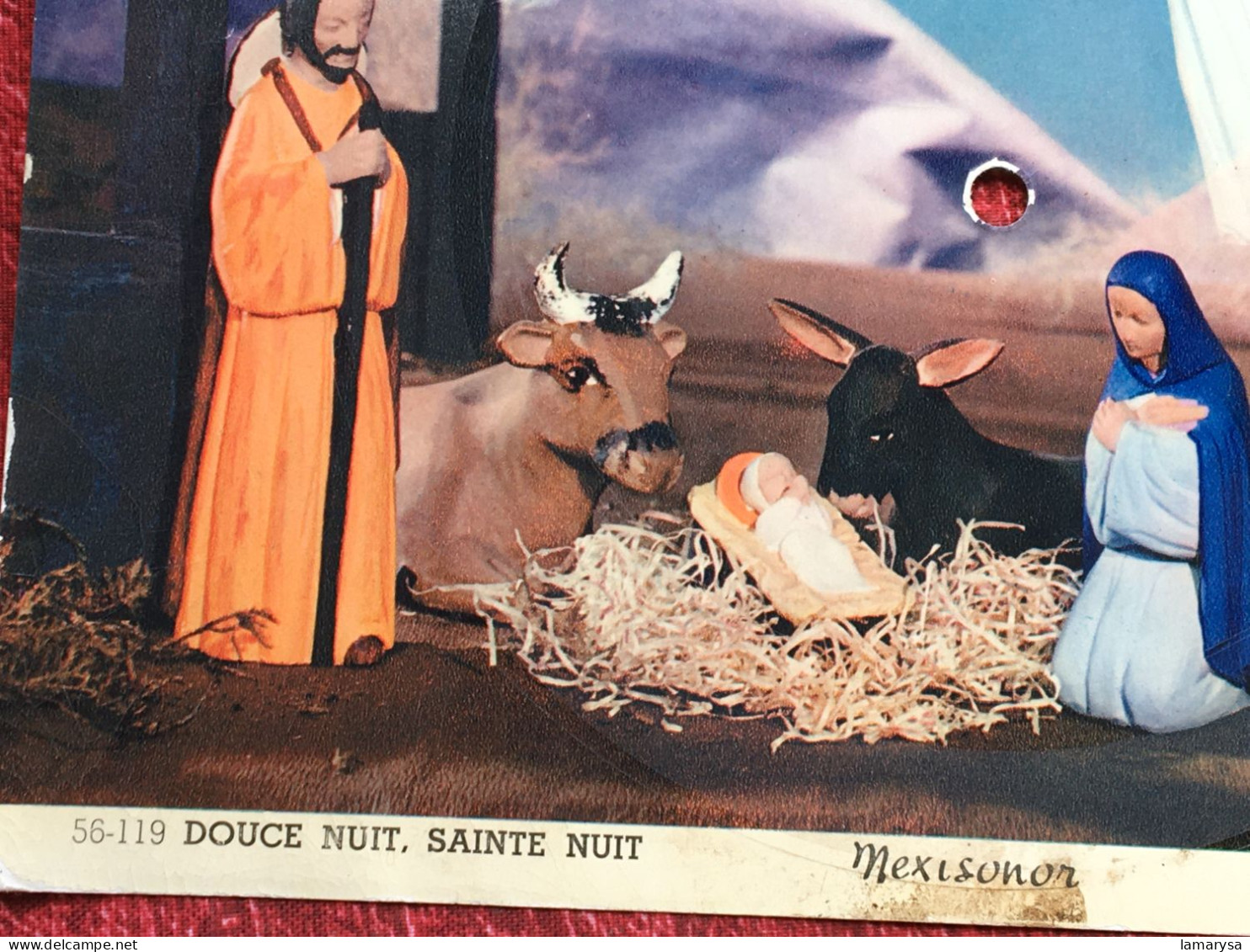 Disque 45 Tr Vinyle MEXISONOR Carte Postale Musicale "Douce Nuit Sainte Nuit "Photo Vintage : Noël Christmas - Objets Dérivés