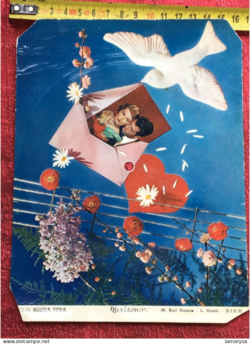 Disque 45 Tr Vinyle MEXISONOR Carte Postale Musicale "Buena Sera "Photo Vintage : Amour Mariage Bonne Nouvelle - Objets Dérivés