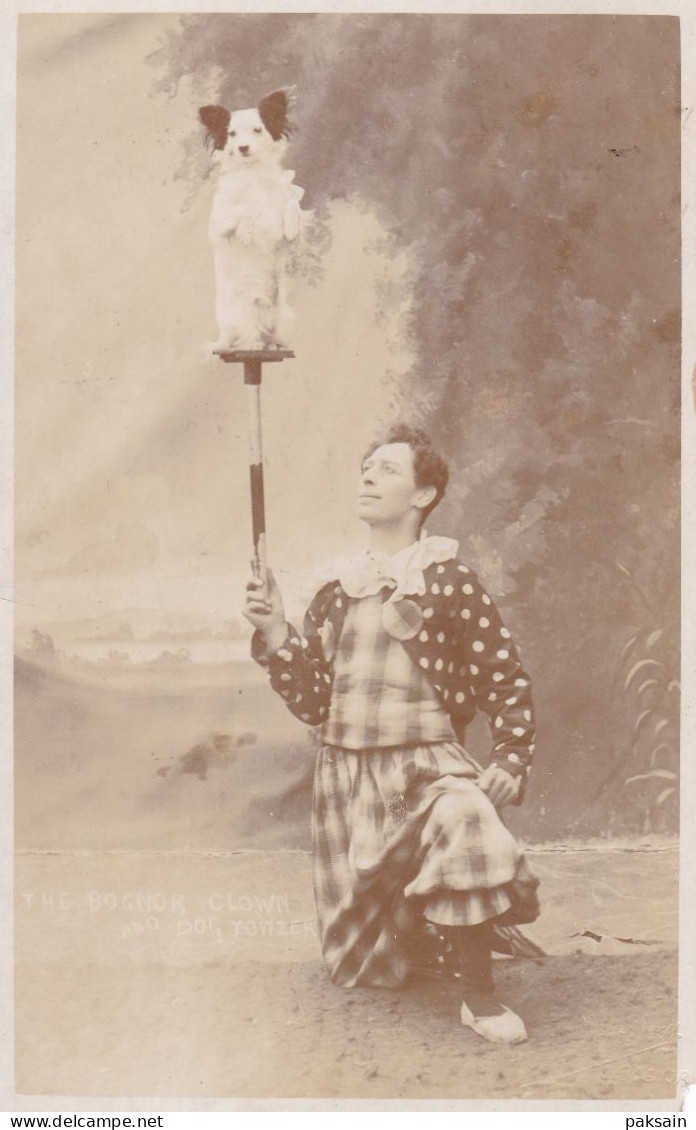 Photocard 1909 Frank Bale THE BOGNOR CLOWN & His Dog Towzer Circus In Sussex England - Bognor Regis