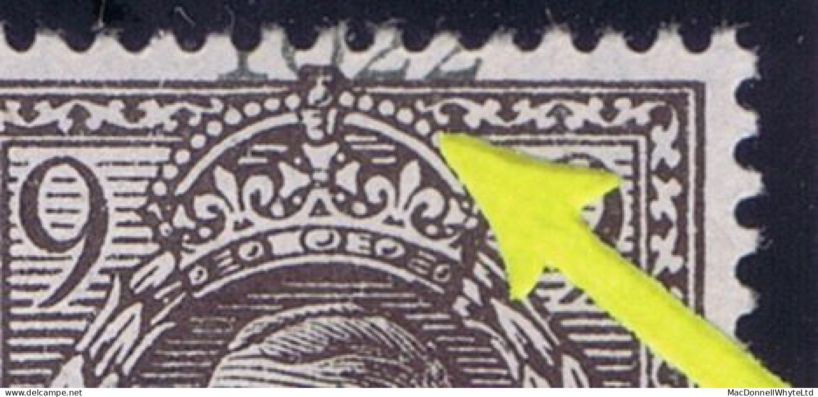 Ireland 1922 Dollard Rialtas 5-line Overprint In Black On 9d Agate, Var. "Date Mostly At Top" Mint Hinged, Creased - Unused Stamps