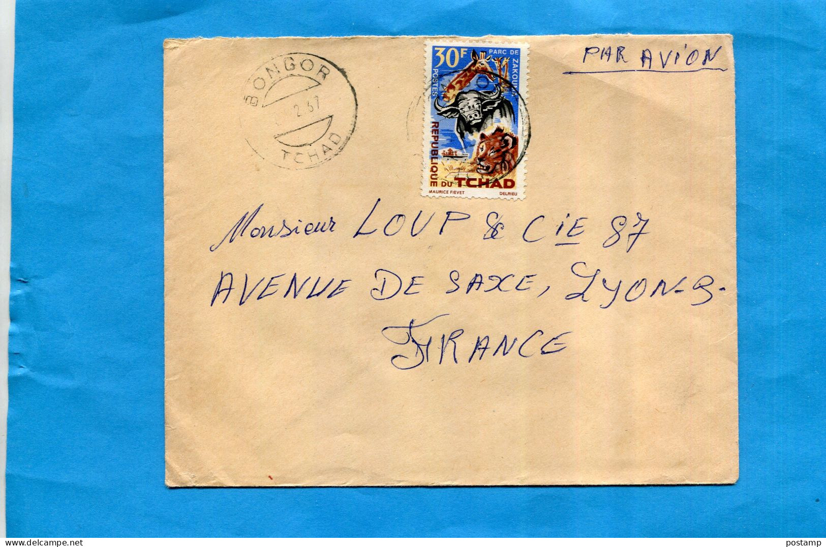 Marcophilie-TCHAD - Lettre Pour France Cad BONGOR 1967 Stamps N°108 Parc De  Zakouna - Tchad (1960-...)