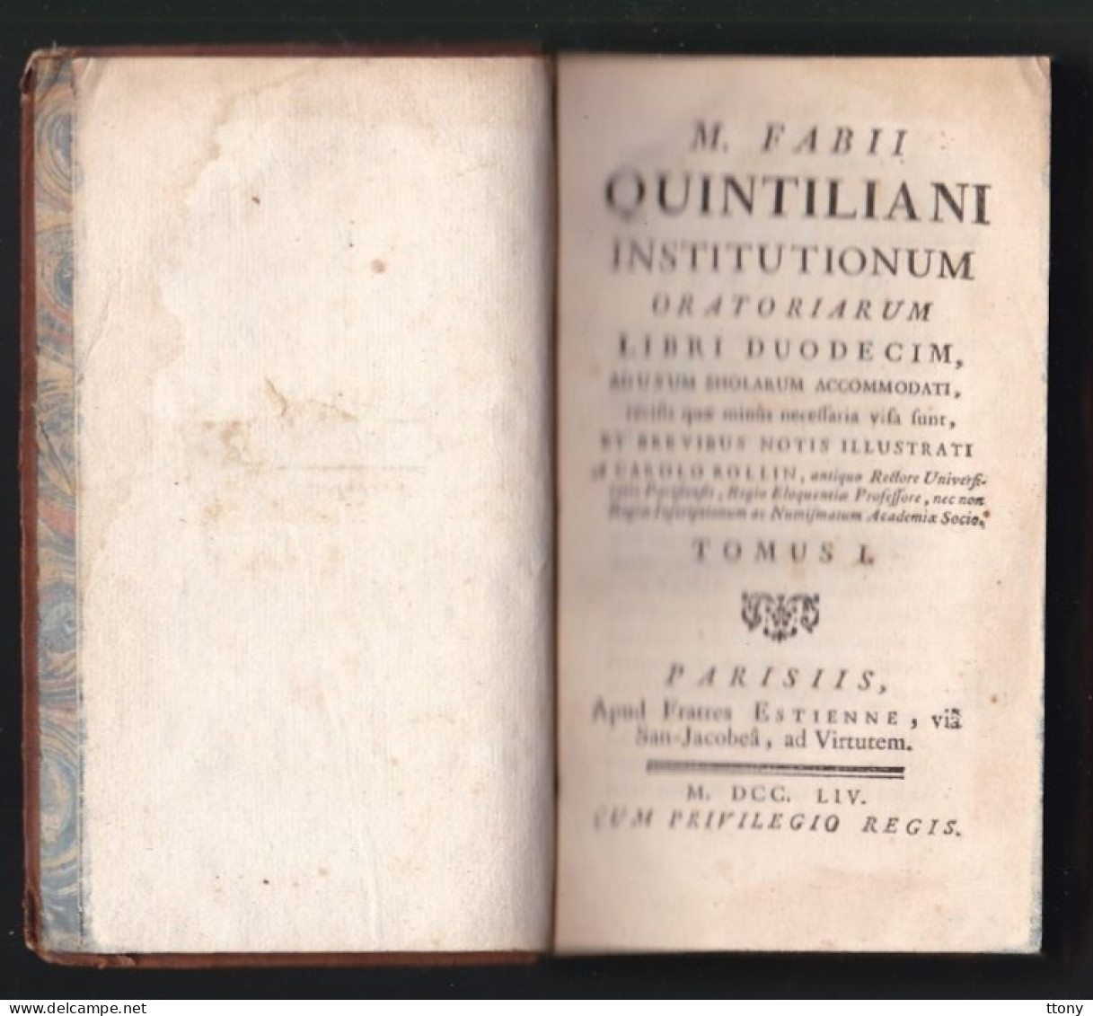 2 Livres Anciens   Institues Quintilien En Latin éditer à Paris Année 1754 . édition Rare !! - Livres Anciens