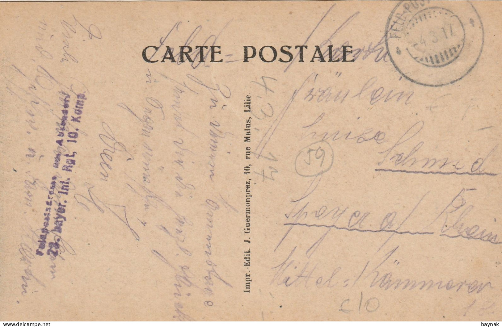 FR2864  --  LOMME  --  PROLONGEMENT DE LA RUE SADI CARNOT  --   DEUTSCHE  FELDPOST   --  1917 - Lomme