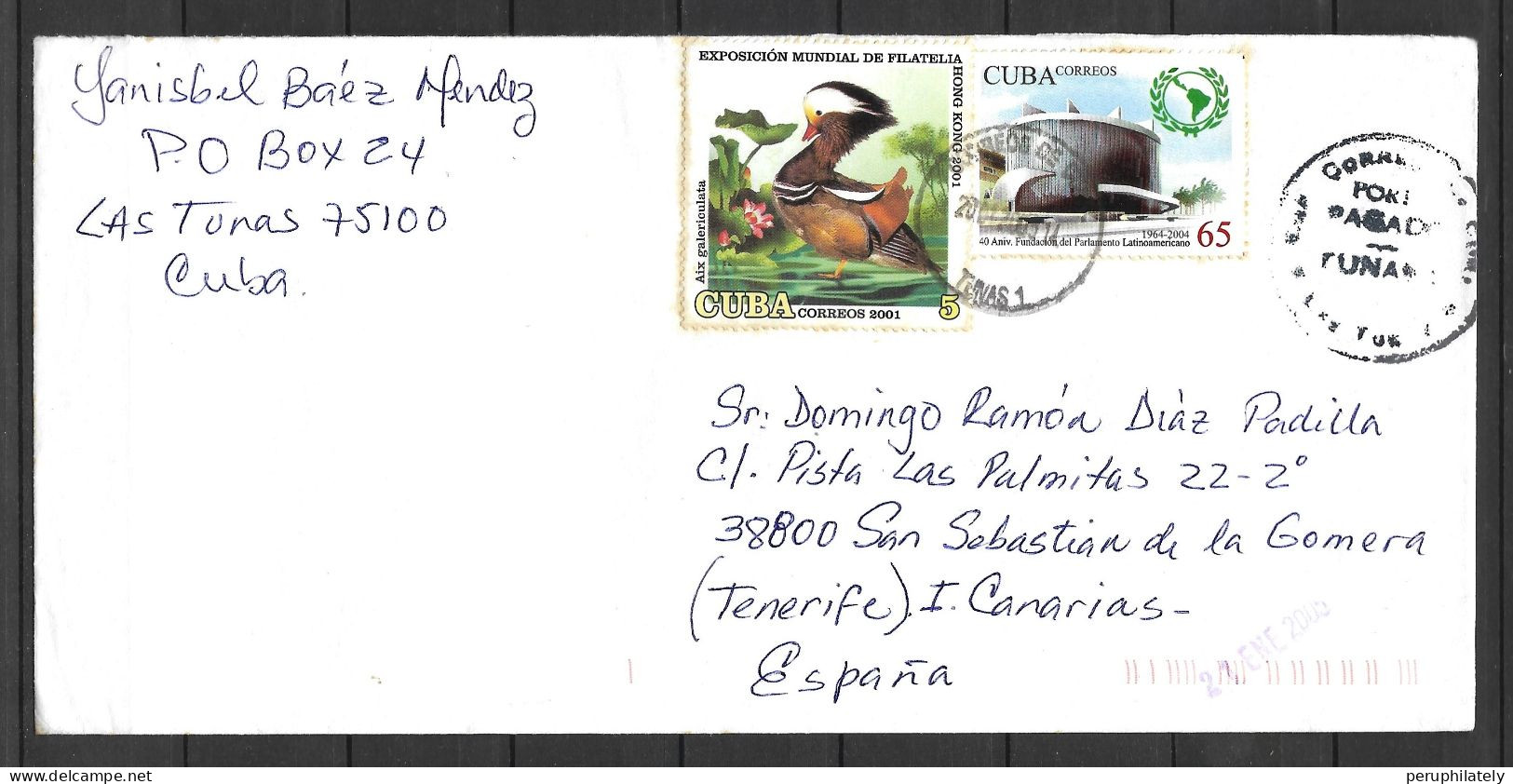 Cuba Cover With Bird & Latin American Parliament Stamps Sent To Spain - Storia Postale