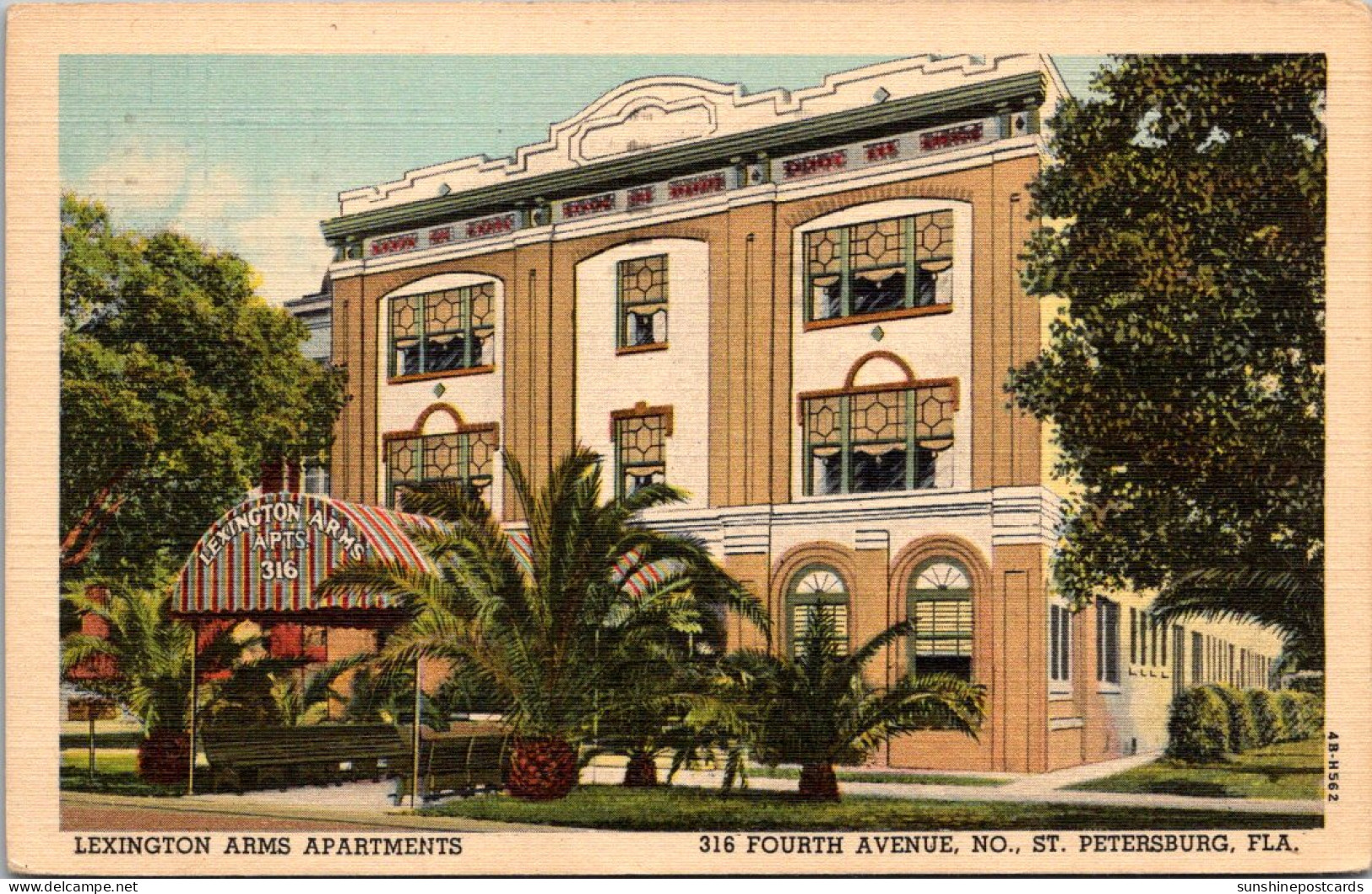 Florida St Petersburg The Lexington Arms Apartments 1955 Curteich - St Petersburg