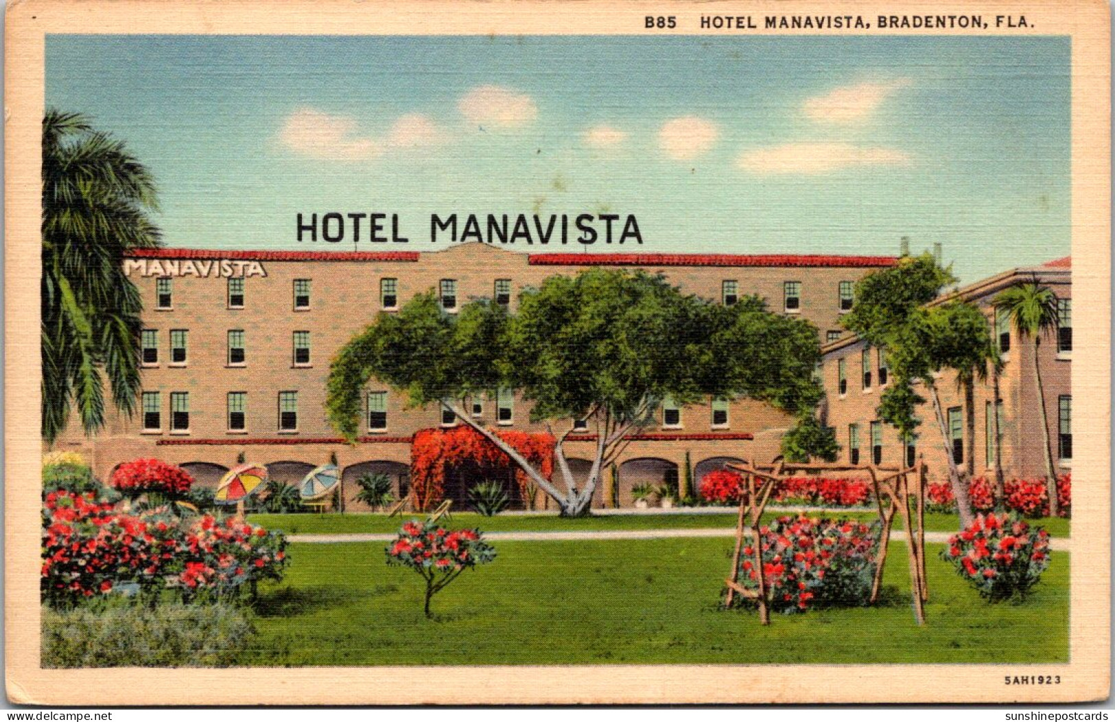 Florida BRadenton Hotel Manavista 1943 Curteich - Bradenton