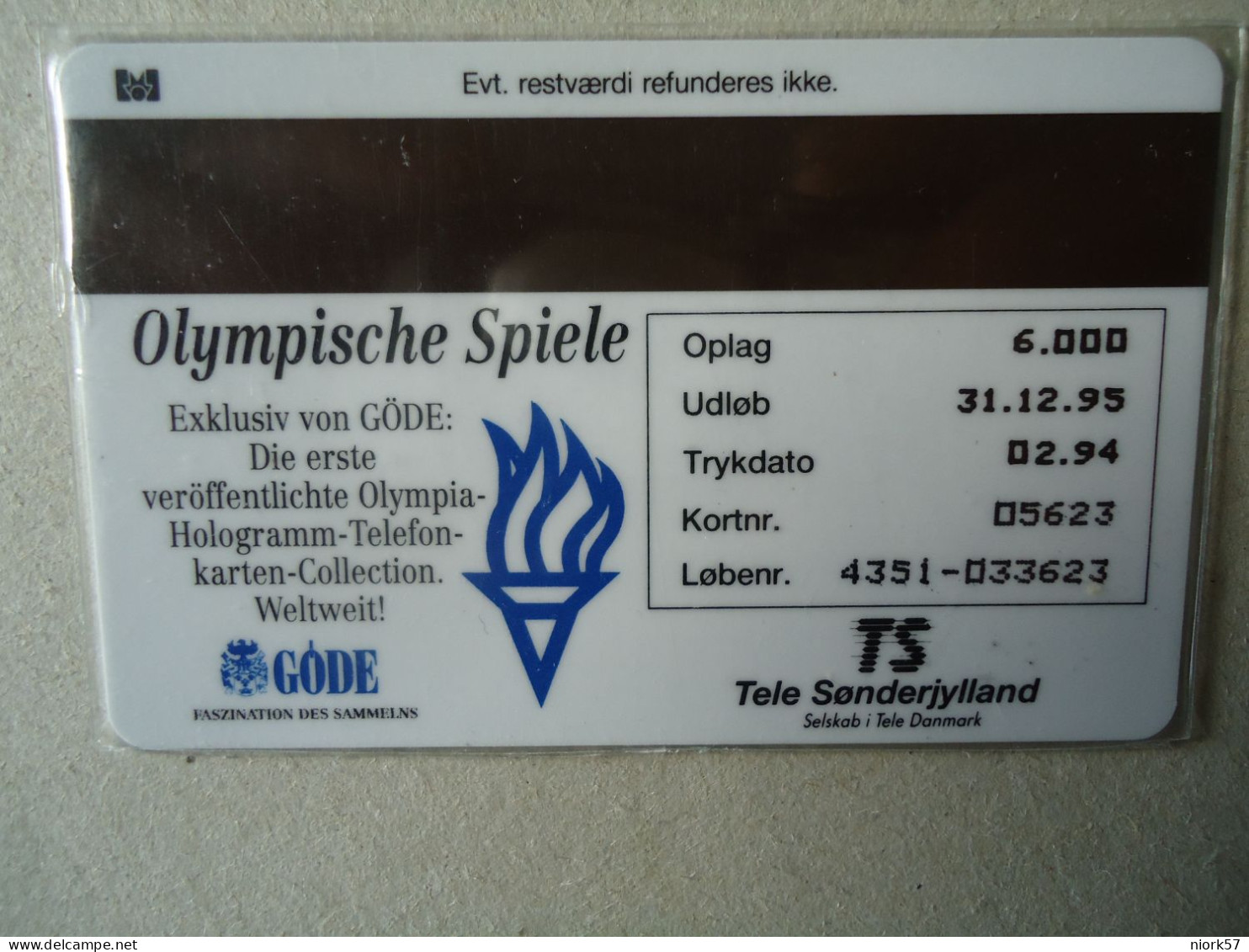 DENMARK USED CARDS  3D OLYMPIC GAMES ATLANTA  1996 - Olympic Games