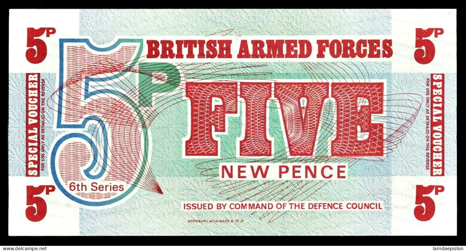 A9  ENGLAND  BILLETS DU MONDE   BRITISH ARMED FORCES BANKNOTES  5 PENCE 1972 - Other & Unclassified