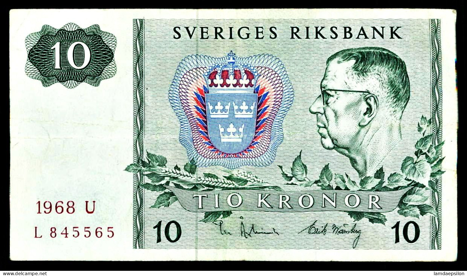 A9  SWEDEN    BILLETS DU MONDE   BANKNOTES  10 KRONOR 1968 - Svezia