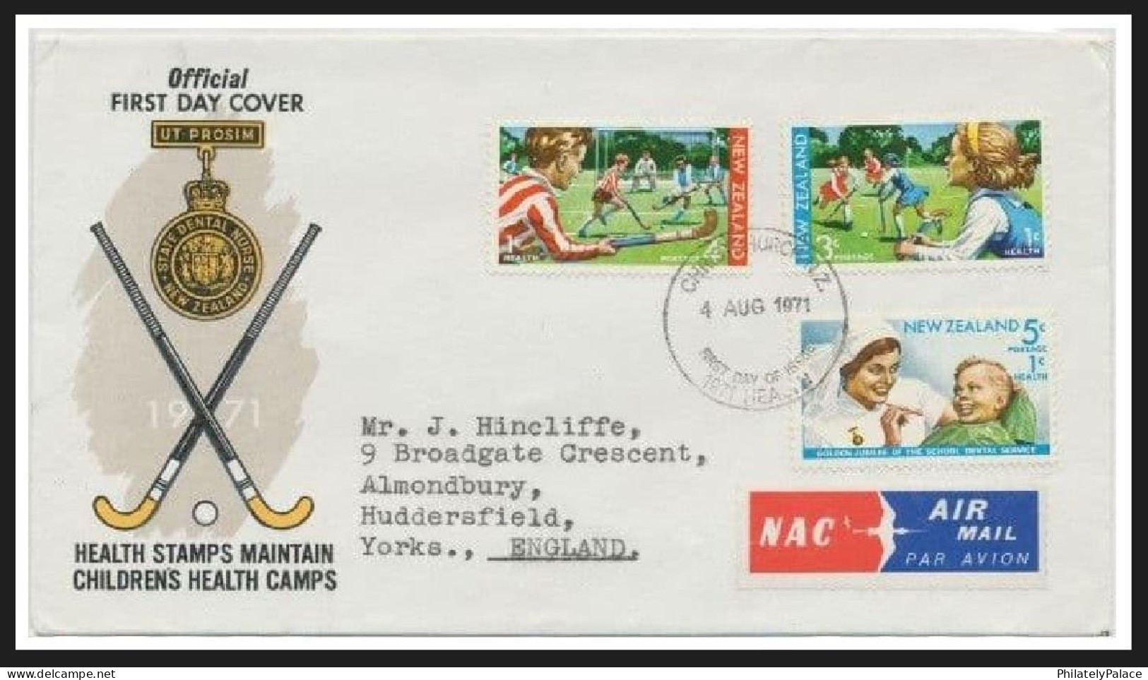 1971 New Zealand FDC, Children Hockey & Dental Service Health ,Set Of 3 Cover To Yorks,England, UK (**) RARE - Lettres & Documents