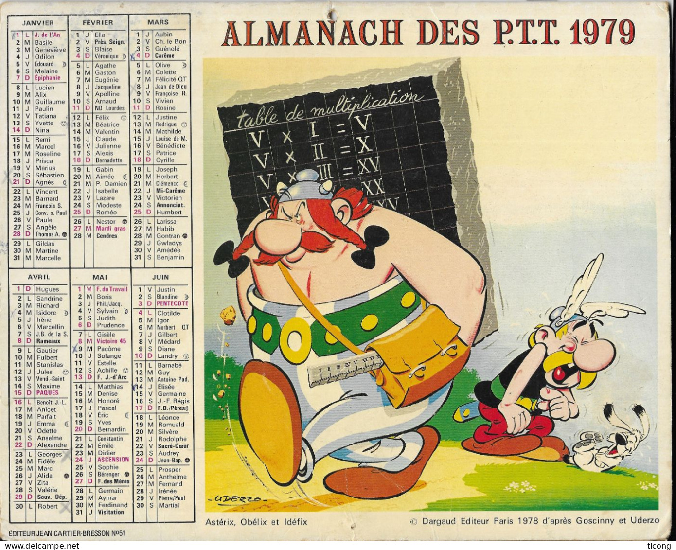 BD CALENDRIER ASTERIX ET OBELIX CARTIER BRESSON 1979 ( FABRICATION DE MENHIRS, TABLE DE MULTIPLICATION ) RARE A VOIR - Grand Format : 1971-80