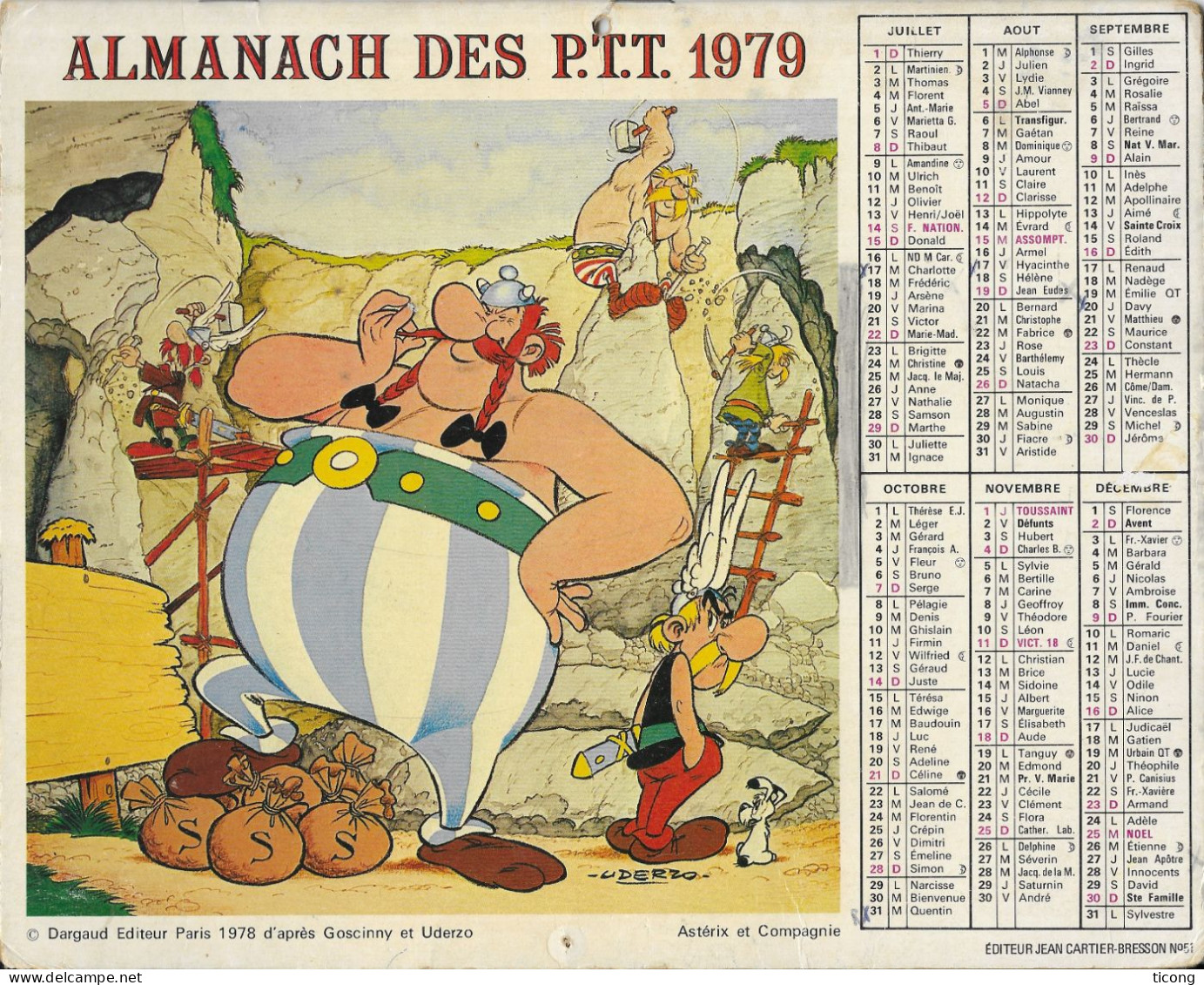 BD CALENDRIER ASTERIX ET OBELIX CARTIER BRESSON 1979 ( FABRICATION DE MENHIRS, TABLE DE MULTIPLICATION ) RARE A VOIR - Formato Grande : 1971-80