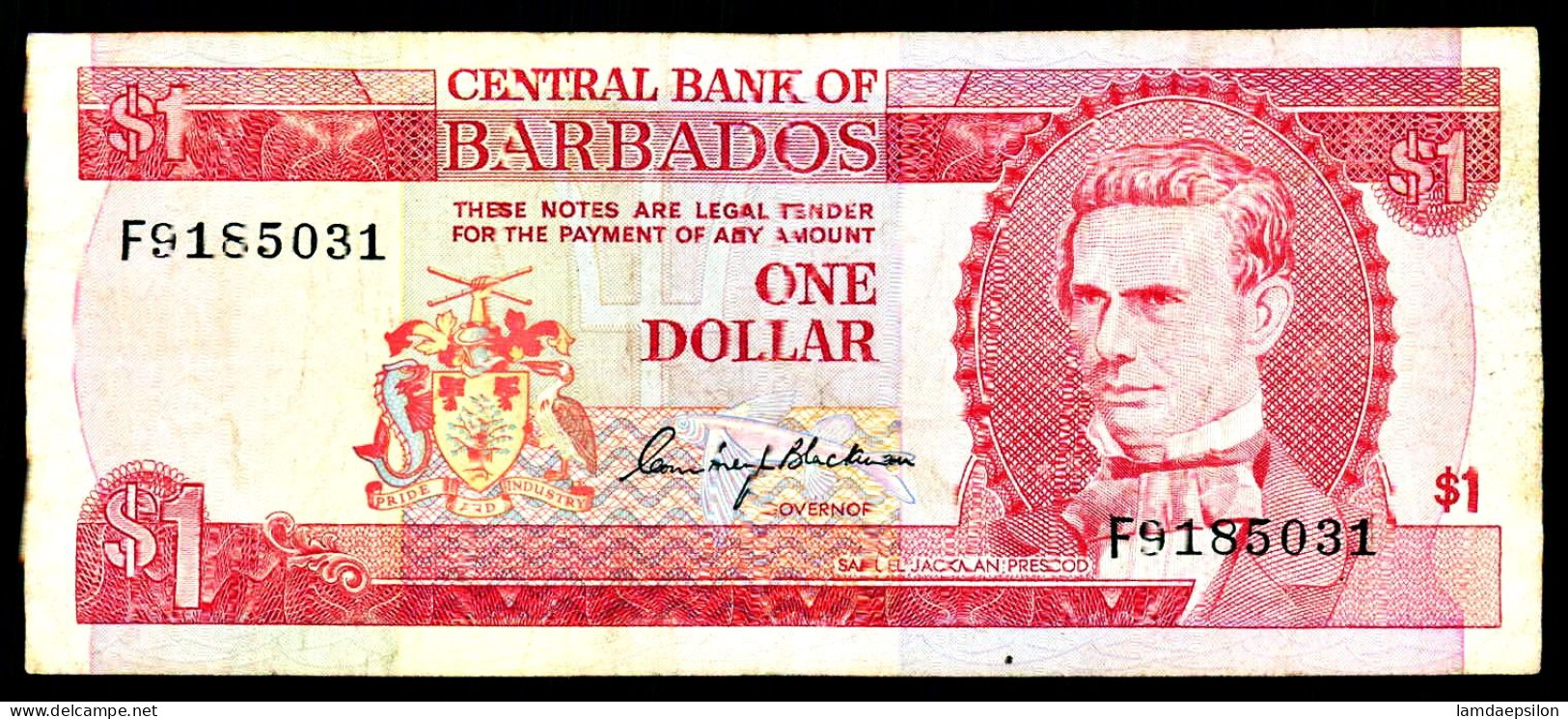 A9  BARBADOS   BILLETS DU MONDE    BANKNOTES  1 DOLLAR 1973 - Barbades