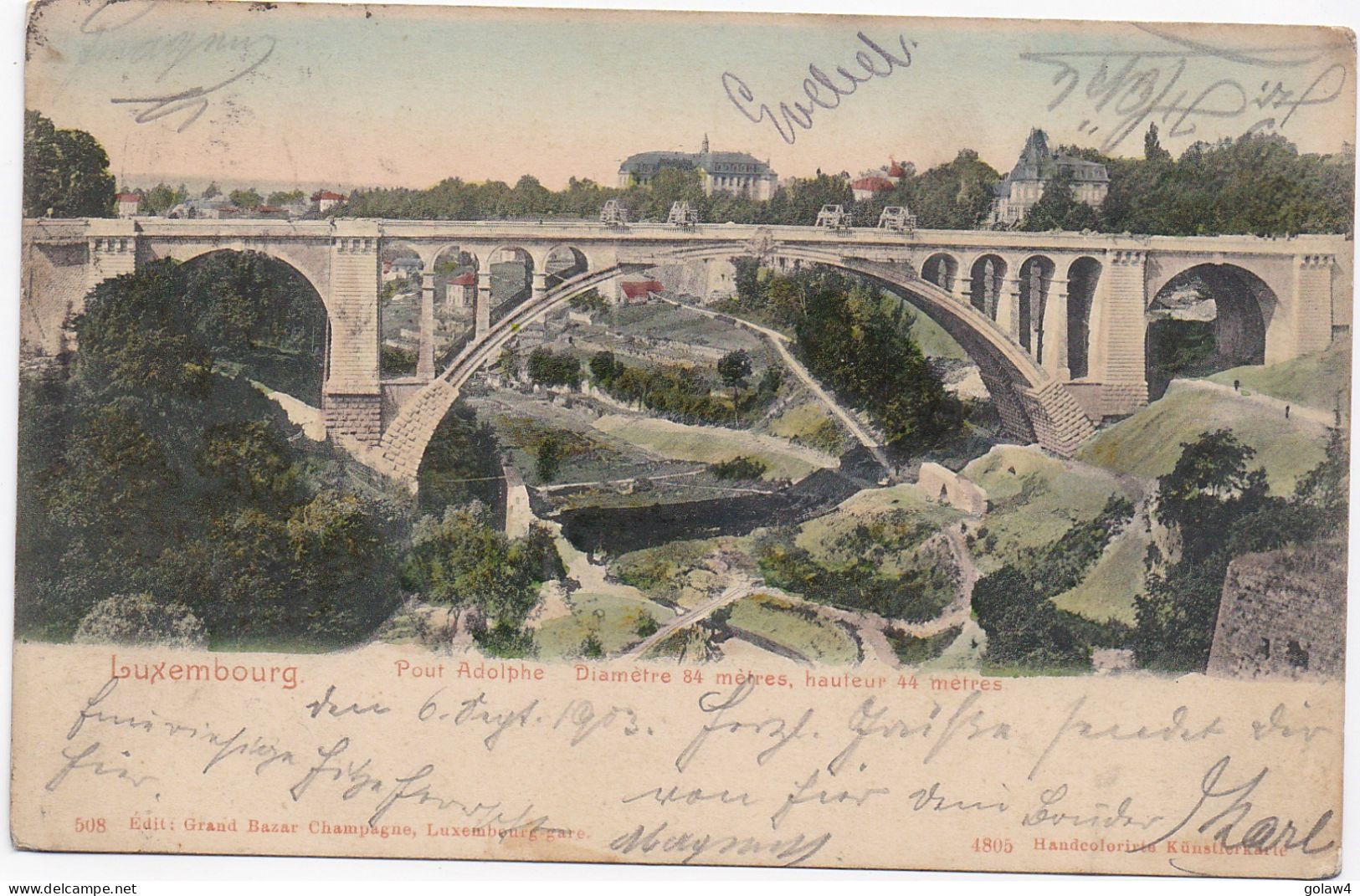32889# CARTE POSTALE PONT ADOLPHE Obl LUXEMBOURG GARE 1903 METZ MOSELLE - 1895 Adolphe Profil