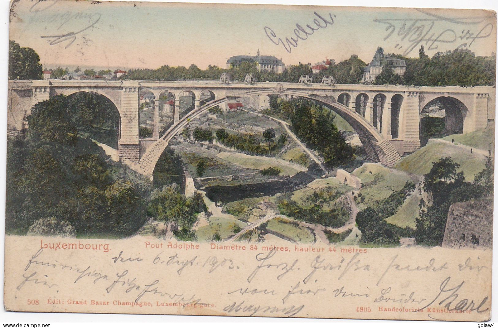 32889# CARTE POSTALE PONT ADOLPHE Obl LUXEMBOURG GARE 1903 METZ MOSELLE - 1895 Adolphe Right-hand Side