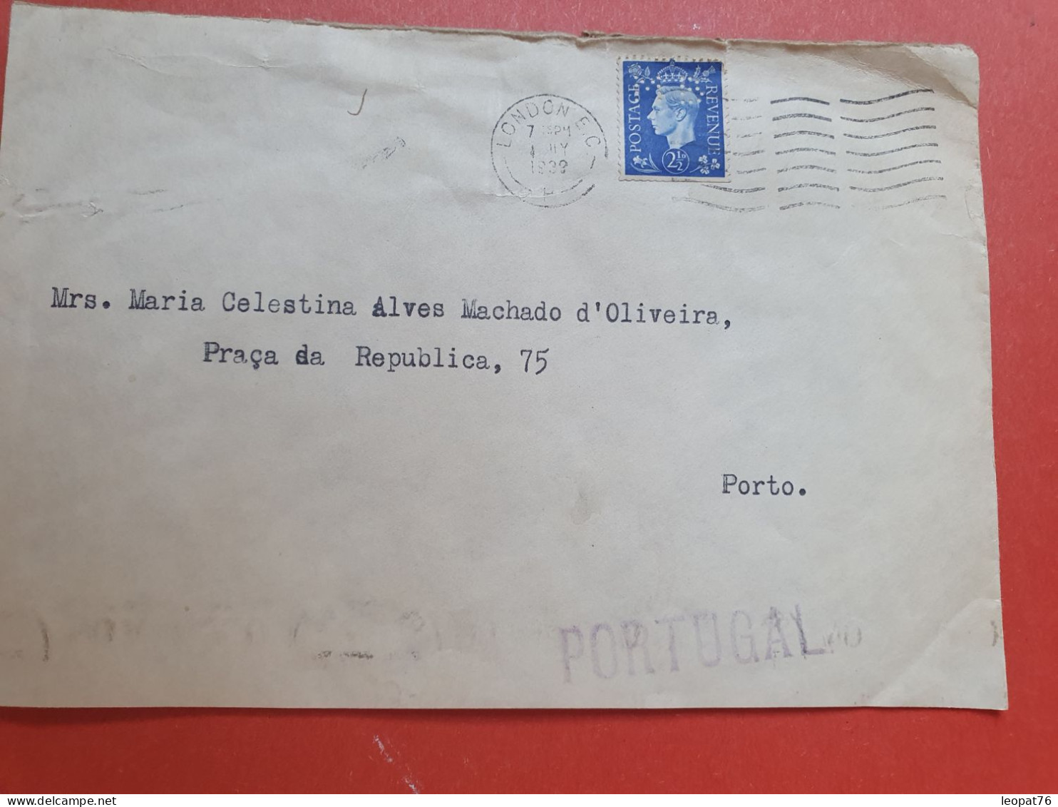 GB - Perforé Sur Lettre Commerciale De Londres Pour Le Portugal En 1939  - Réf 979 - Perforés