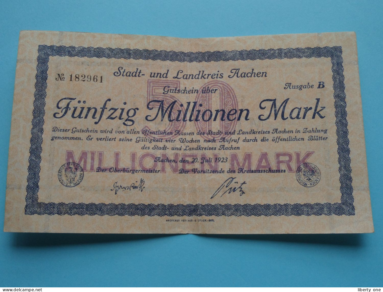 1922 / 1923 Reichsbanknote BERLIN und AACHEN ( Voir / See > Scans ) Circuler > 7 Stück !
