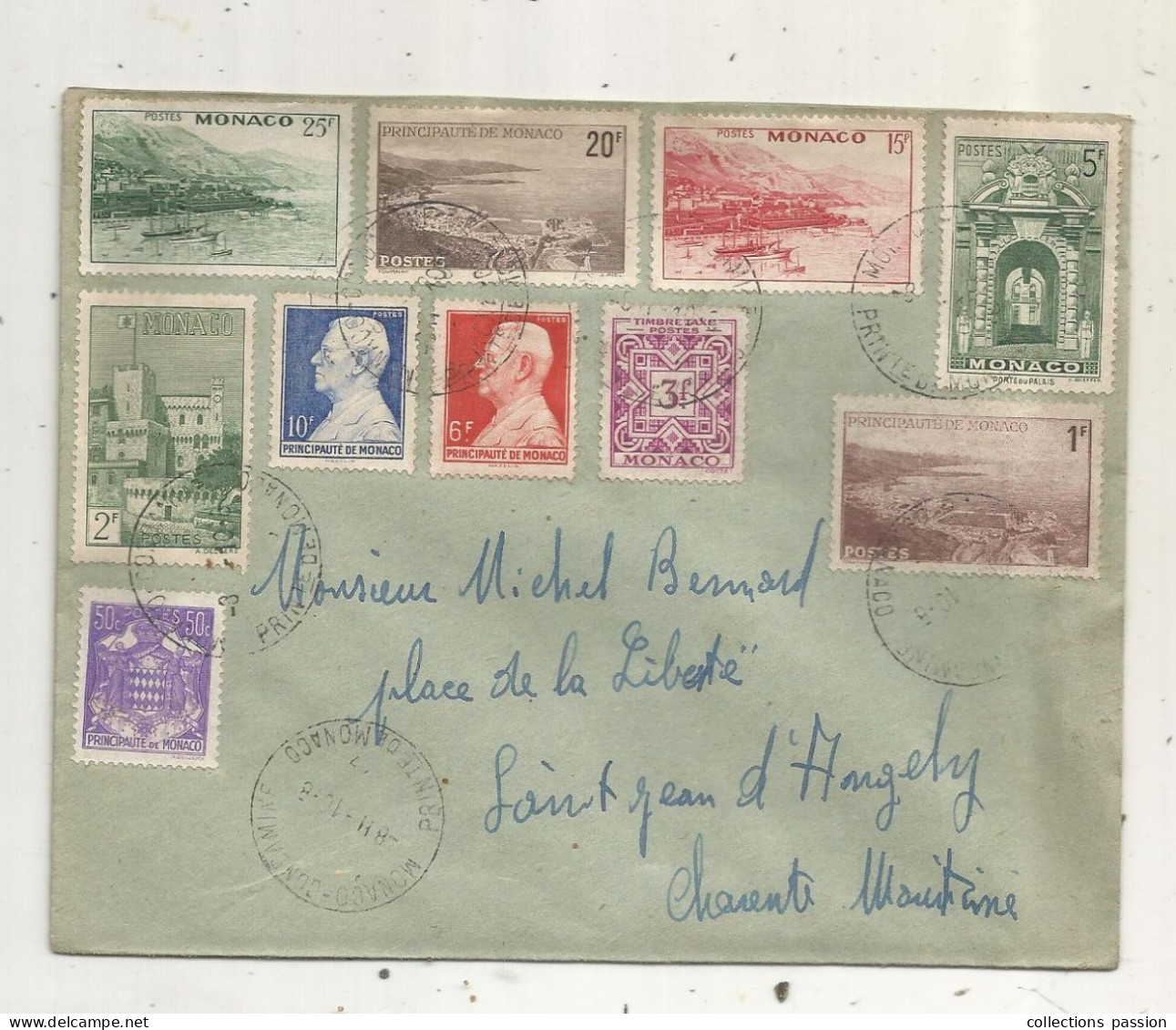 Lettre, MONACO - CONDAMINE, PRICIPAUTE DE MONACO, 10 Timbres - Marcofilie