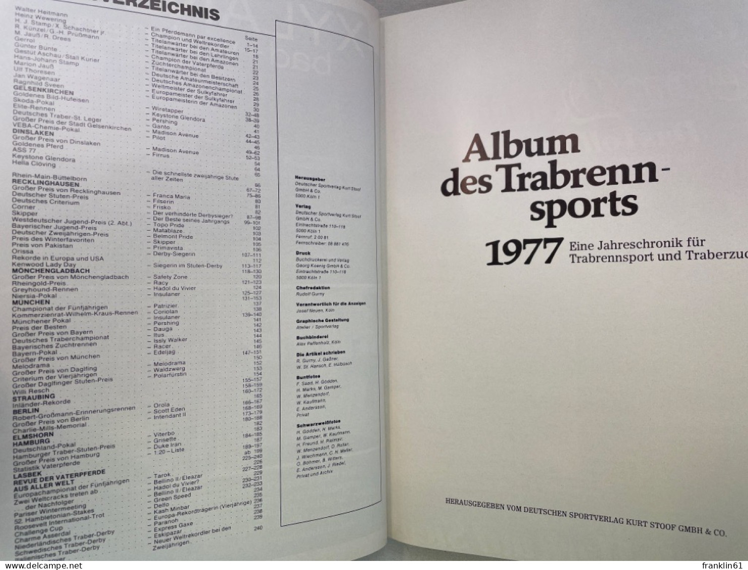 Album Des Trabrennsports : 1977. Jahreschronik Für Trabrennsport Und Traberzucht. - Sport