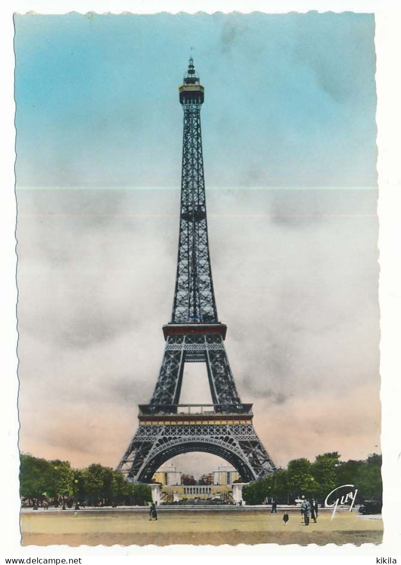 CPSM Dentelée 10.5 X 15 PARIS Et Ses Merveilles La Tour Eiffel (1887-1889) Au Fond Le Palais De Chaillot - Tour Eiffel