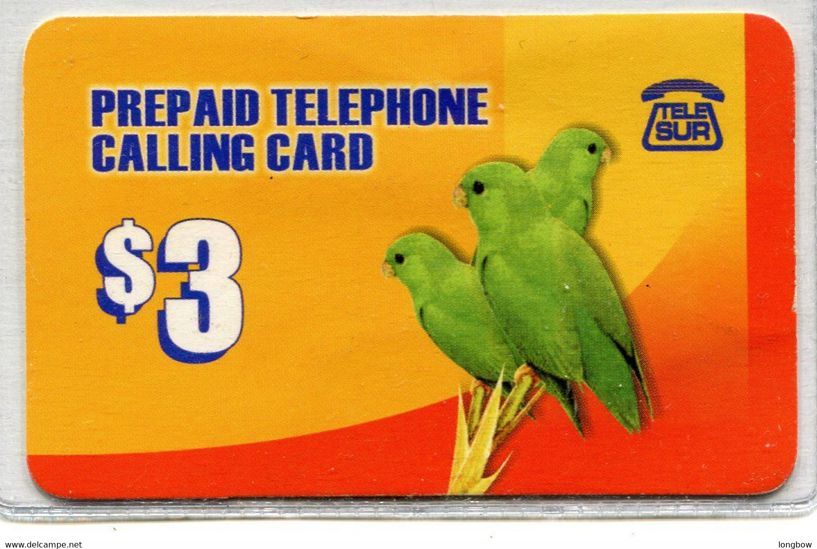 Suriname TeleSur Prepaid Calling Card $3 Parrots (type C) - Surinam