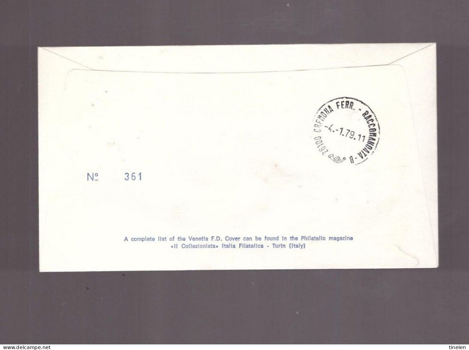 ITALIA - 4 12 1978 FDC VENETIA VIAGGIATA ASSICURATA " ALTO VALORE £. 5.000 " - FDC