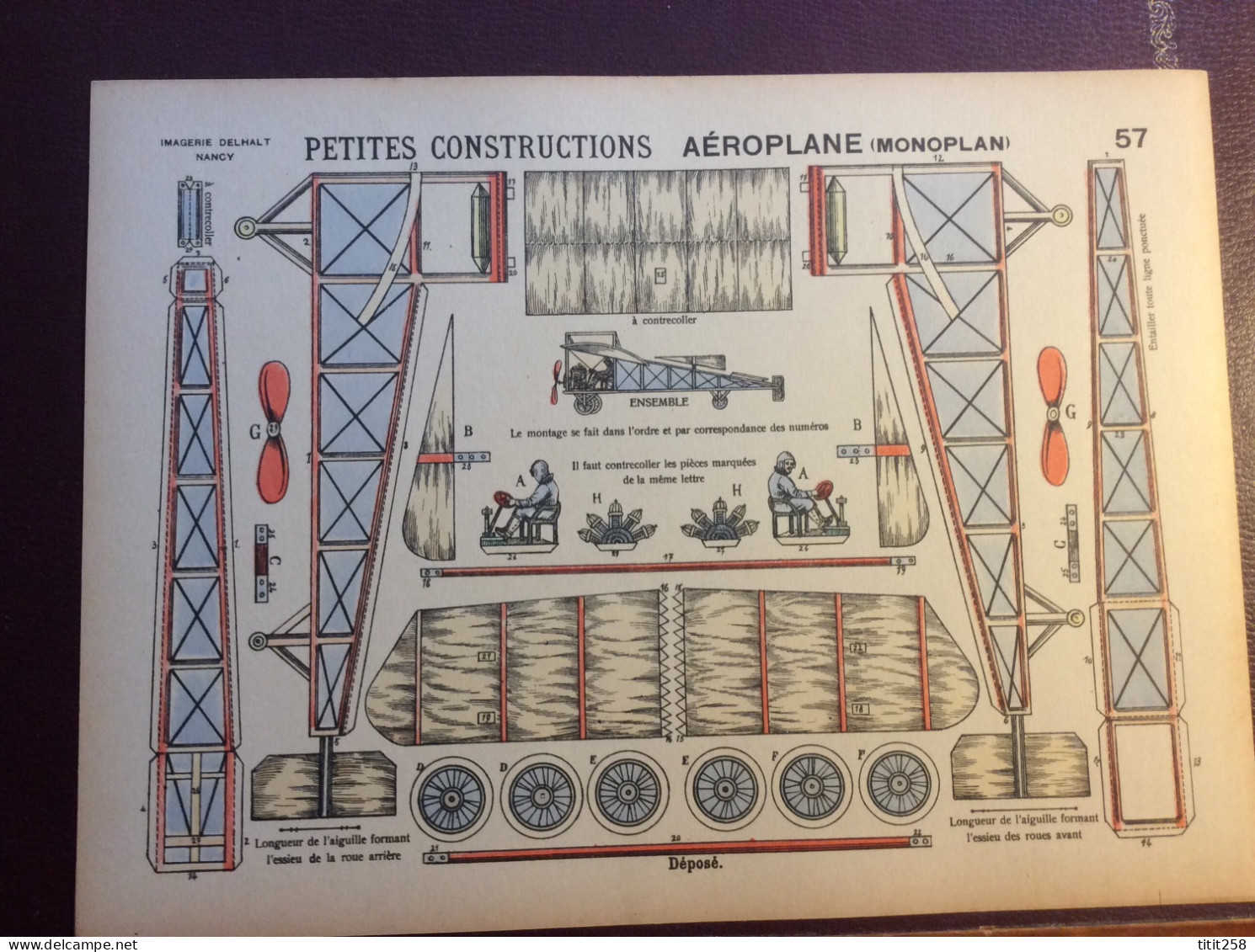 Petites Constructions Imagerie Nancy AVION  AEROPLANE MONOPLAN 19éme - Vliegtuigen