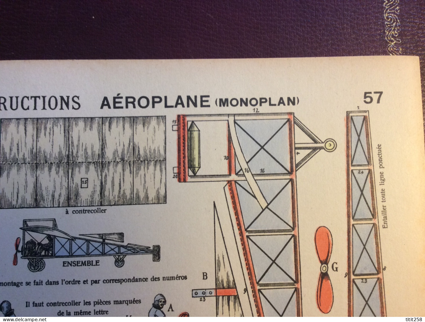 Petites Constructions Imagerie Nancy AVION  AEROPLANE MONOPLAN 19éme - Vliegtuigen