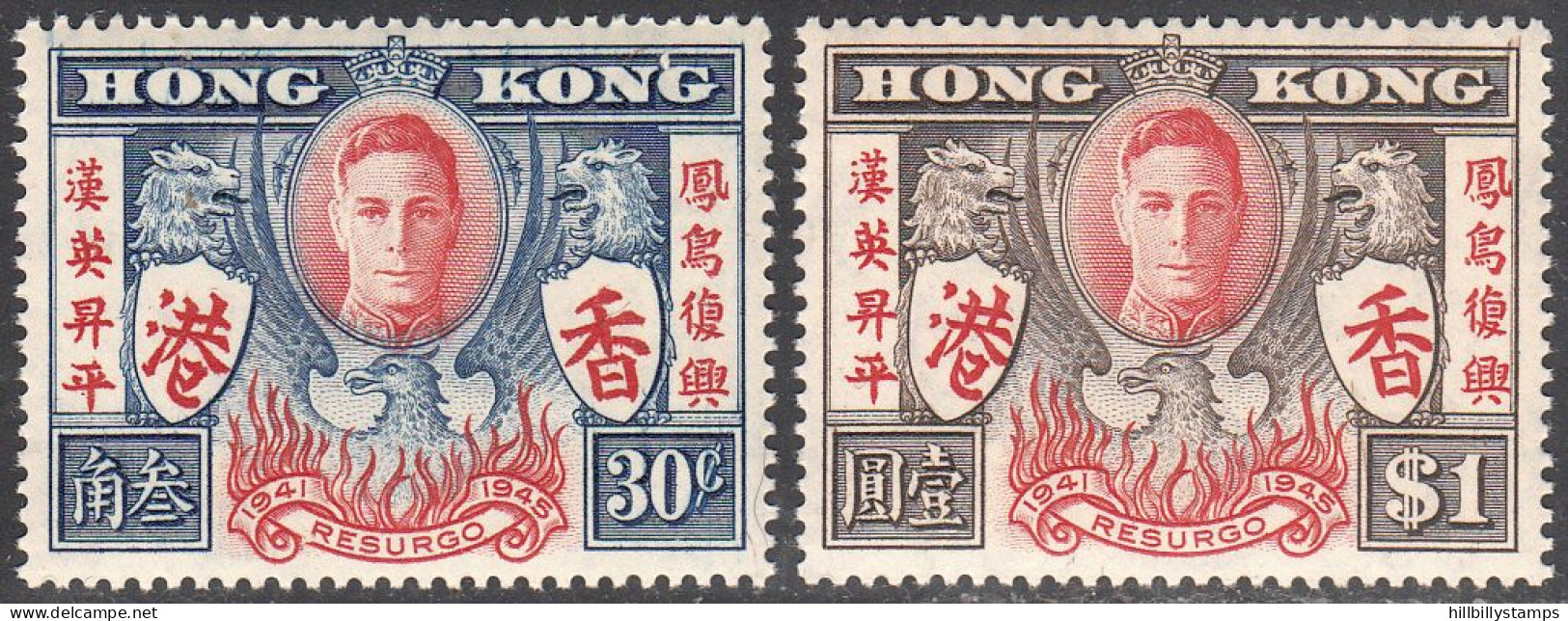 HONG KONG  SCOTT NO 174-75  MINT HINGED  YEAR  1946 - Ungebraucht