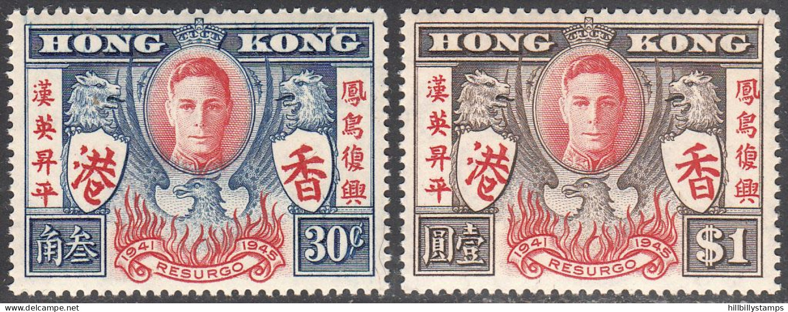 HONG KONG  SCOTT NO 174-75  MINT HINGED  YEAR  1946 - Neufs
