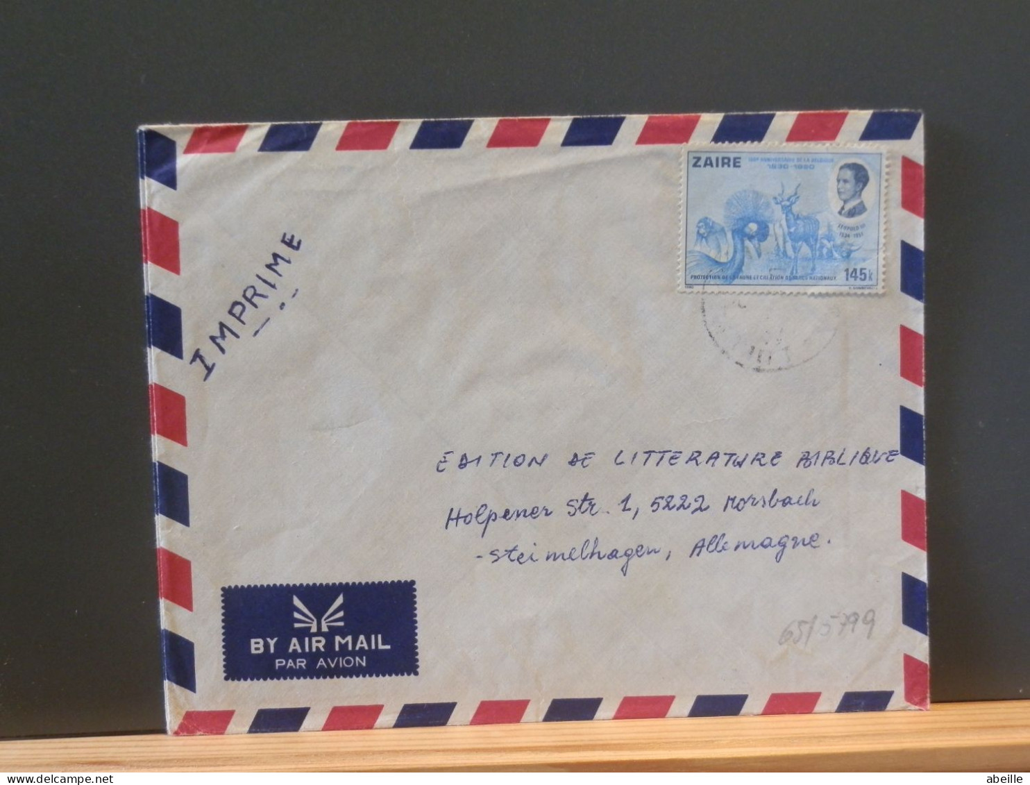 65/579Q  LETTRE ZAIRE - Storia Postale