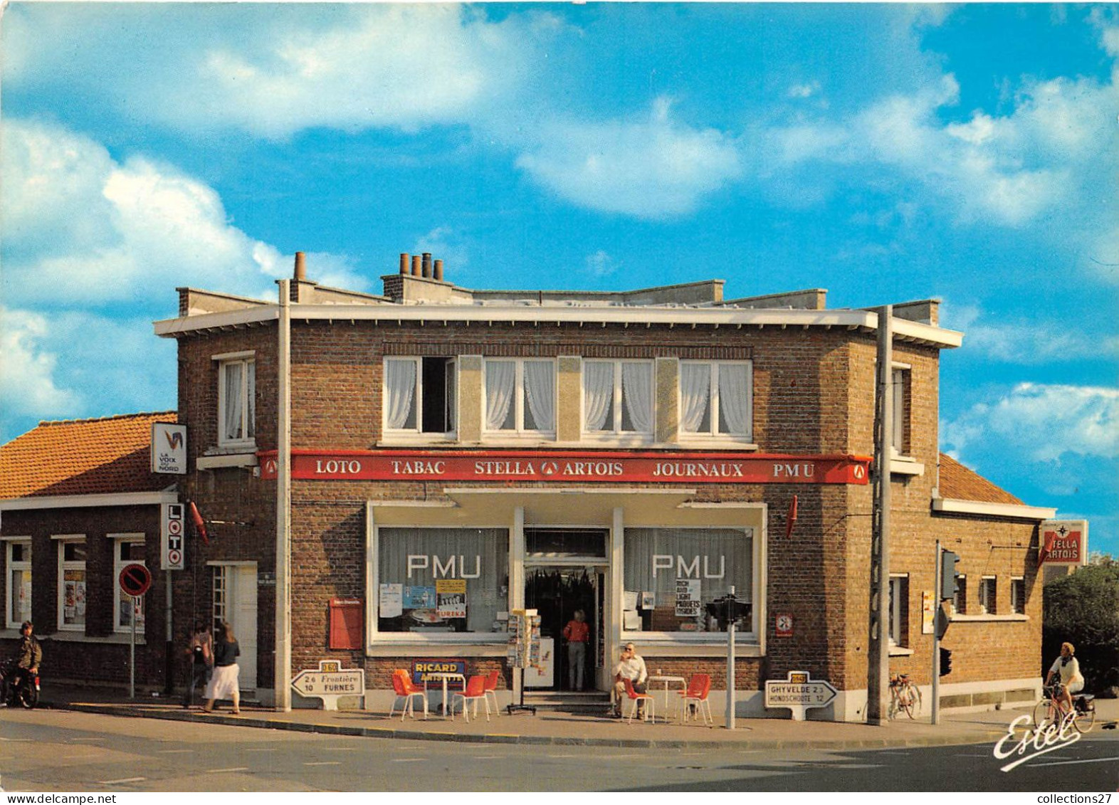 59-BRAY-DUNES- CARREFOUR DE LA POSTE VERS LA FRONTIERE BELGE- TABAC P.M.U , LOTO- MR ET MME DURIEZ - Bray-Dunes