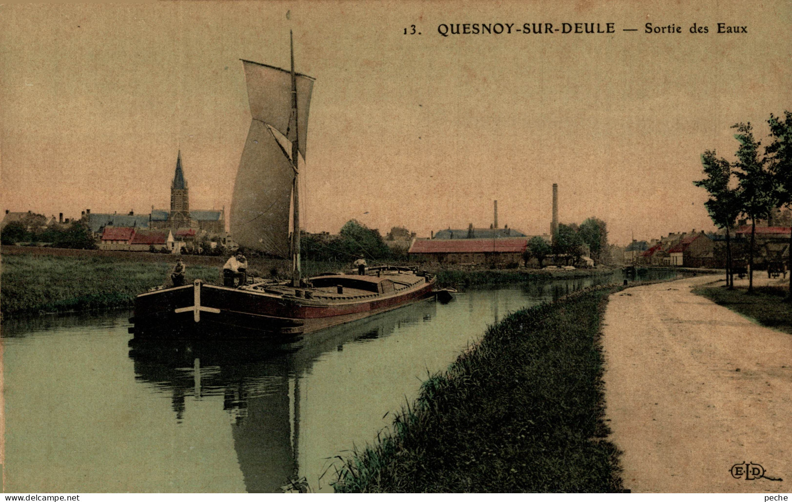 N°104721 -cpa Quesnoy Sur Deule -superbe Péniche- - Péniches