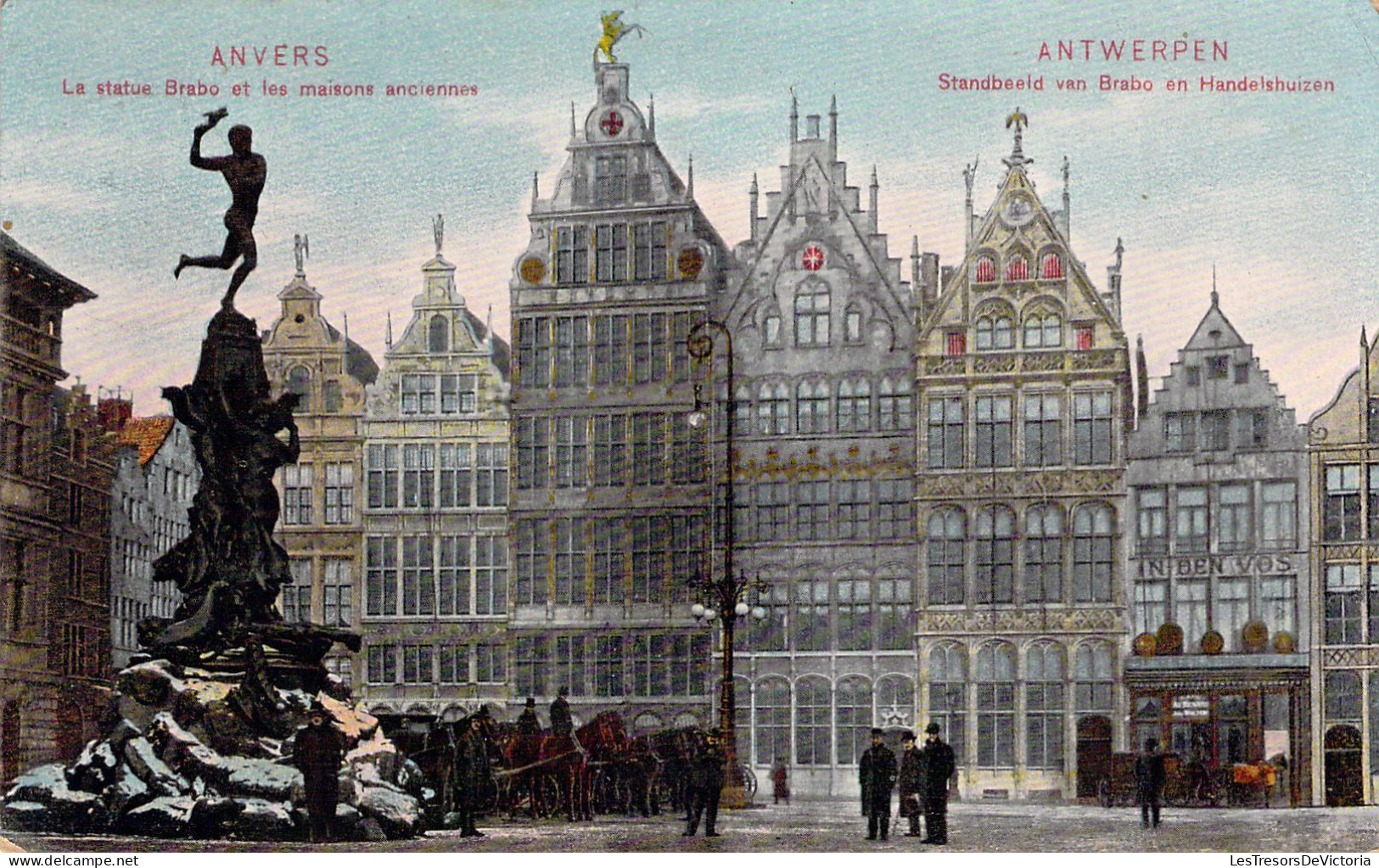 BELGIQUE - ANVERS - La Statue Brabo Et Les Maisons Aniciennes - Carte Postale Ancienne - Antwerpen
