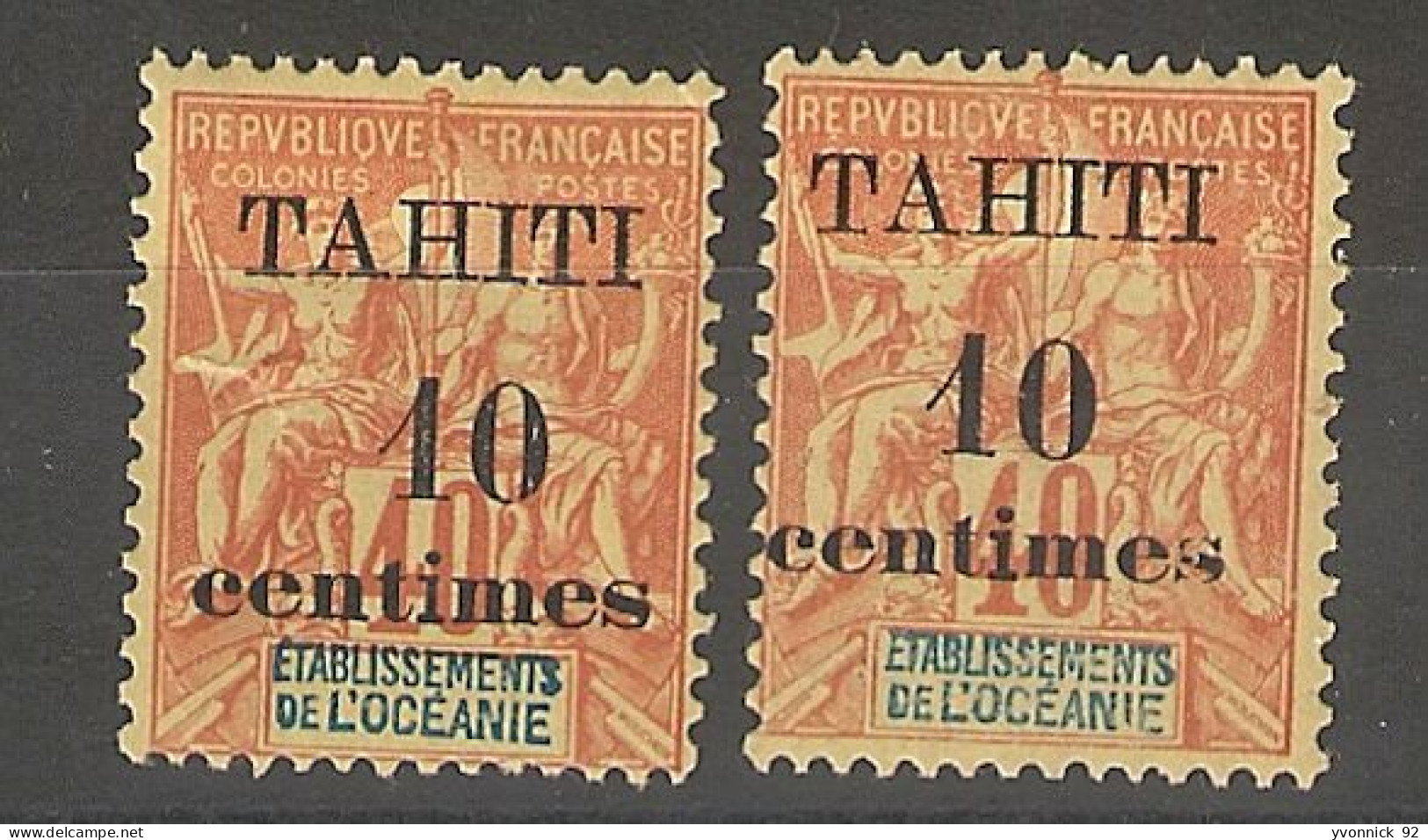 Tahiti _  Timbre Océanie -  (1903 ) 2x N°32 Surcharge Déplacée - Otros & Sin Clasificación