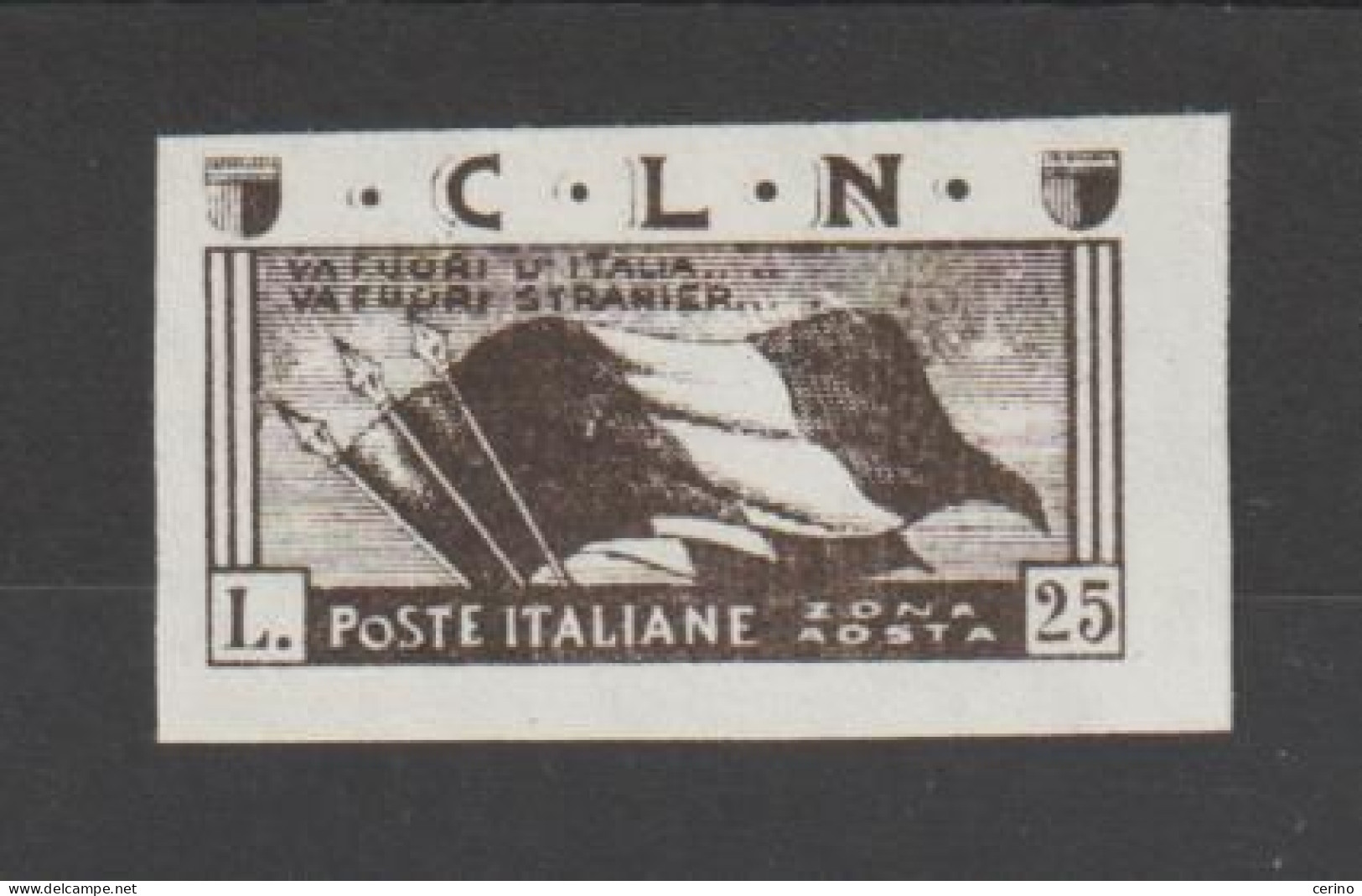 C.L.N.:  1944  SOGGETTI  VARI  -  £. 25  GRIGIO  NERO  N. -  N. D. -  SASS. 15 - Nationales Befreiungskomitee