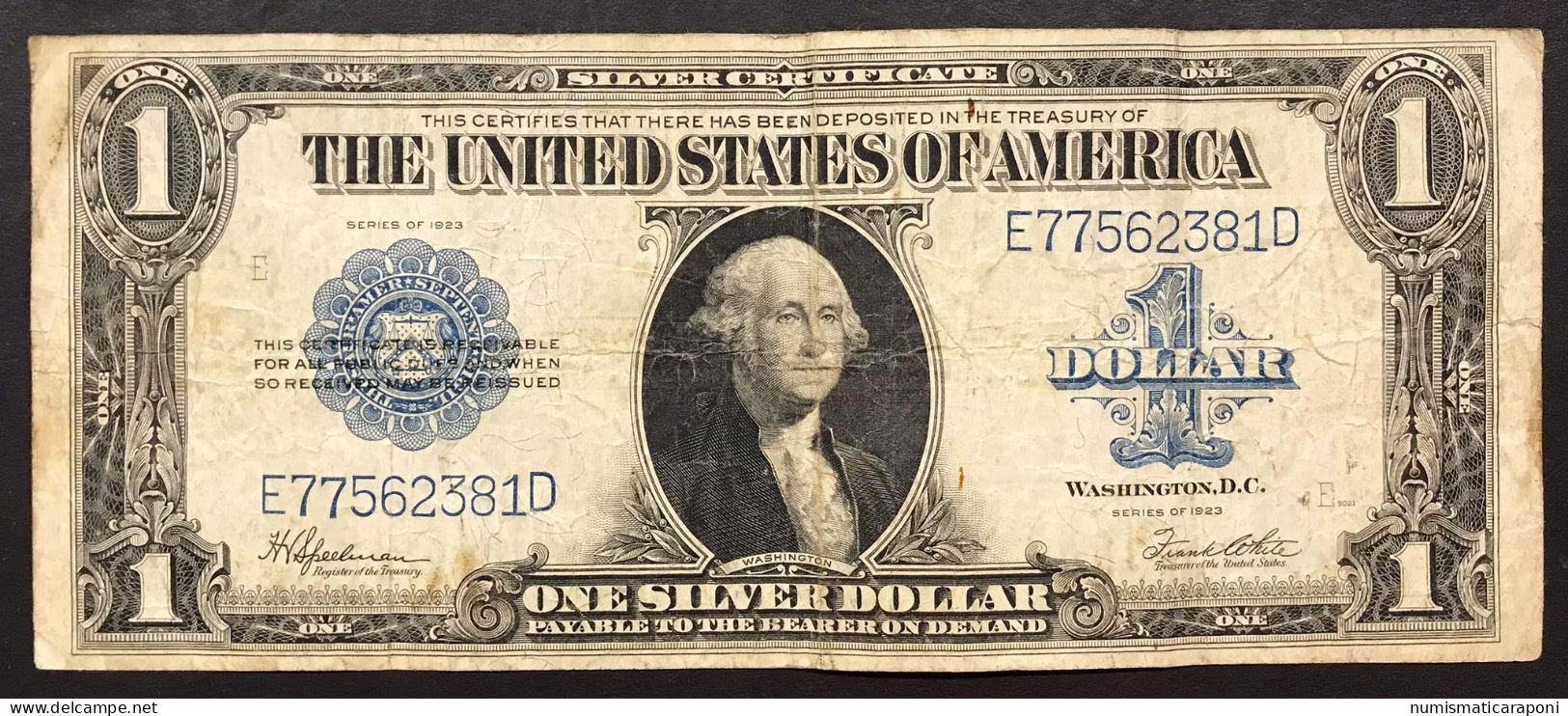 Usa U.s.a. Stati Uniti 1923 $1 DOLLAR BILL UNITED STATES LEGAL TENDER NOTE Blue Seal  LOTTO.1047 - Silver Certificates - Títulos Plata (1878-1923)