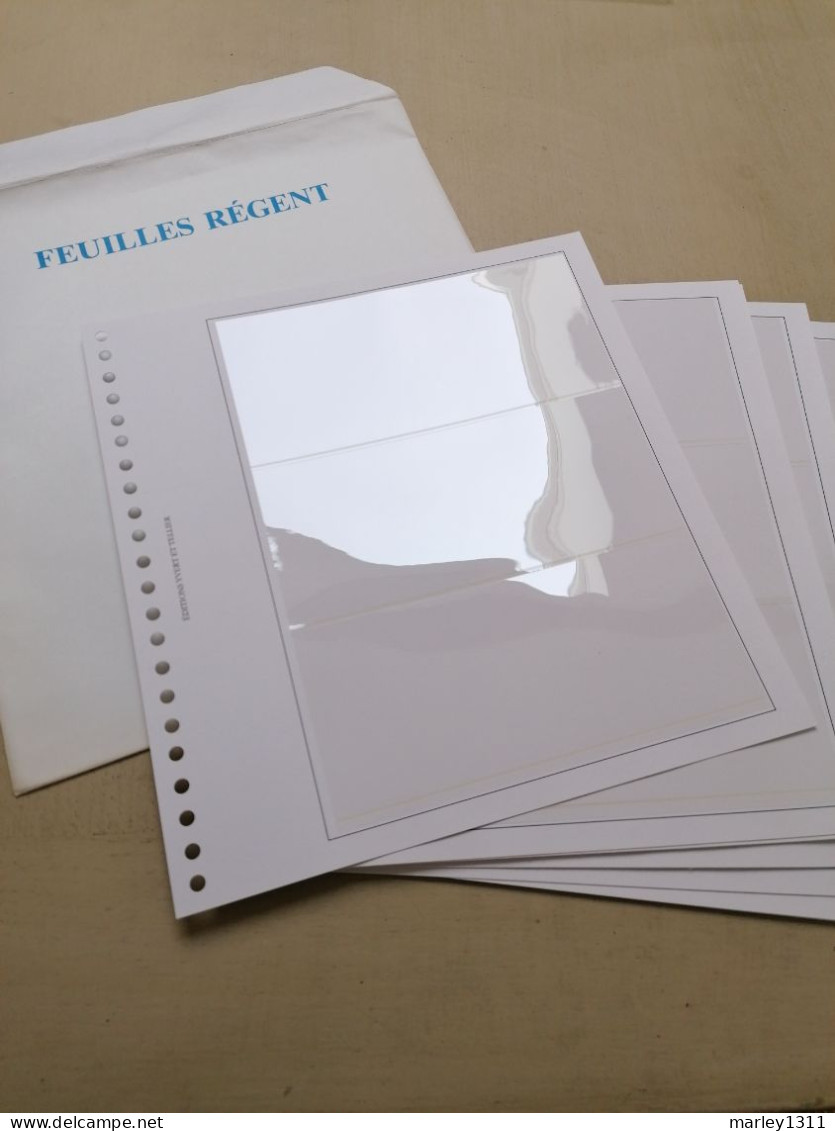 Lot De 6 Feuilles Régent 3 Poches - Klein Formaat, Blanco Pagina