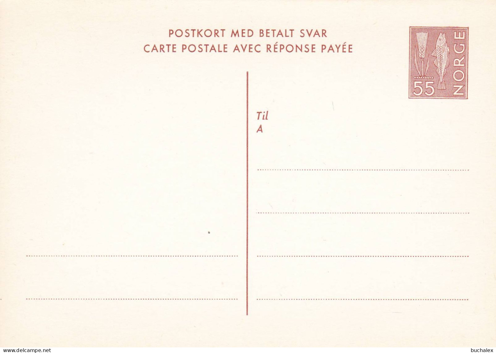 Norwegen Postkort Med Betalt Svar 131b Ungelaufen - Postal Stationery