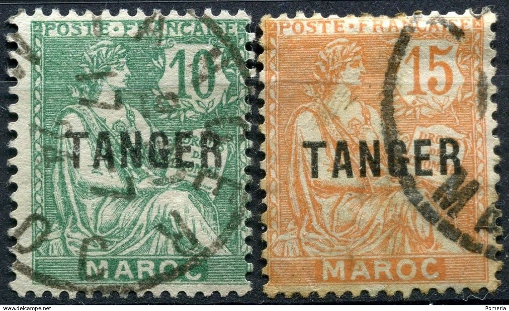 Maroc - 1917 - Protectorat Français - Surcharges TANGER - Yt 80 - 81 - 82 - 83 - 85 - 86 - 87 - 88 - 89 - oblitérés