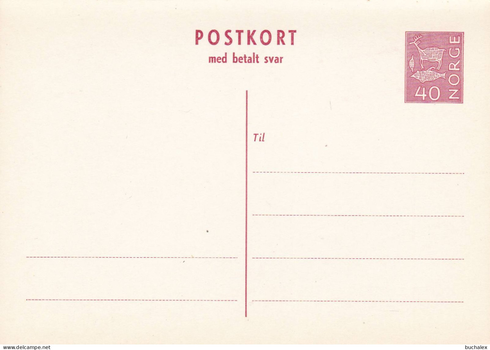 Norwegen Postkort Med Betalt Svar P130 Ungelaufen - Entiers Postaux