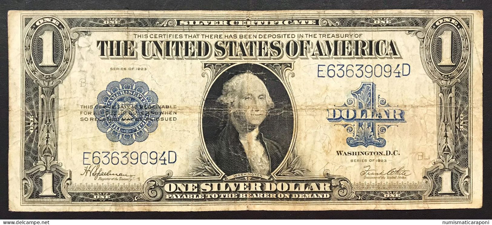 Usa U.s.a. Stati Uniti 1923 $1 DOLLAR BILL UNITED STATES LEGAL TENDER NOTE Blue Seal  LOTTO.1048 - Certificaten Van Zilver (1878-1923)