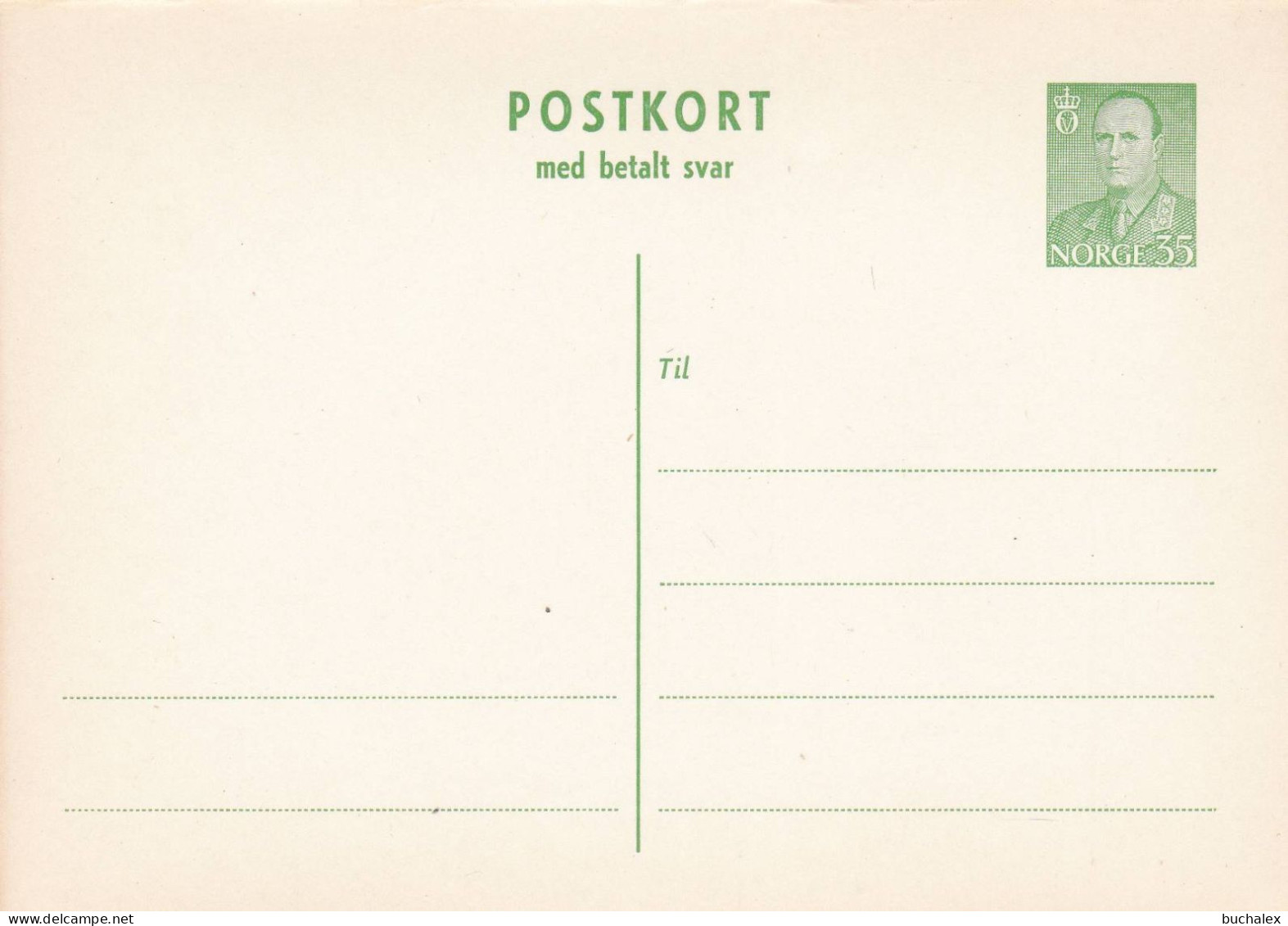 Norwegen Postkort Med Betalt Svar P126 Ungelaufen - Interi Postali