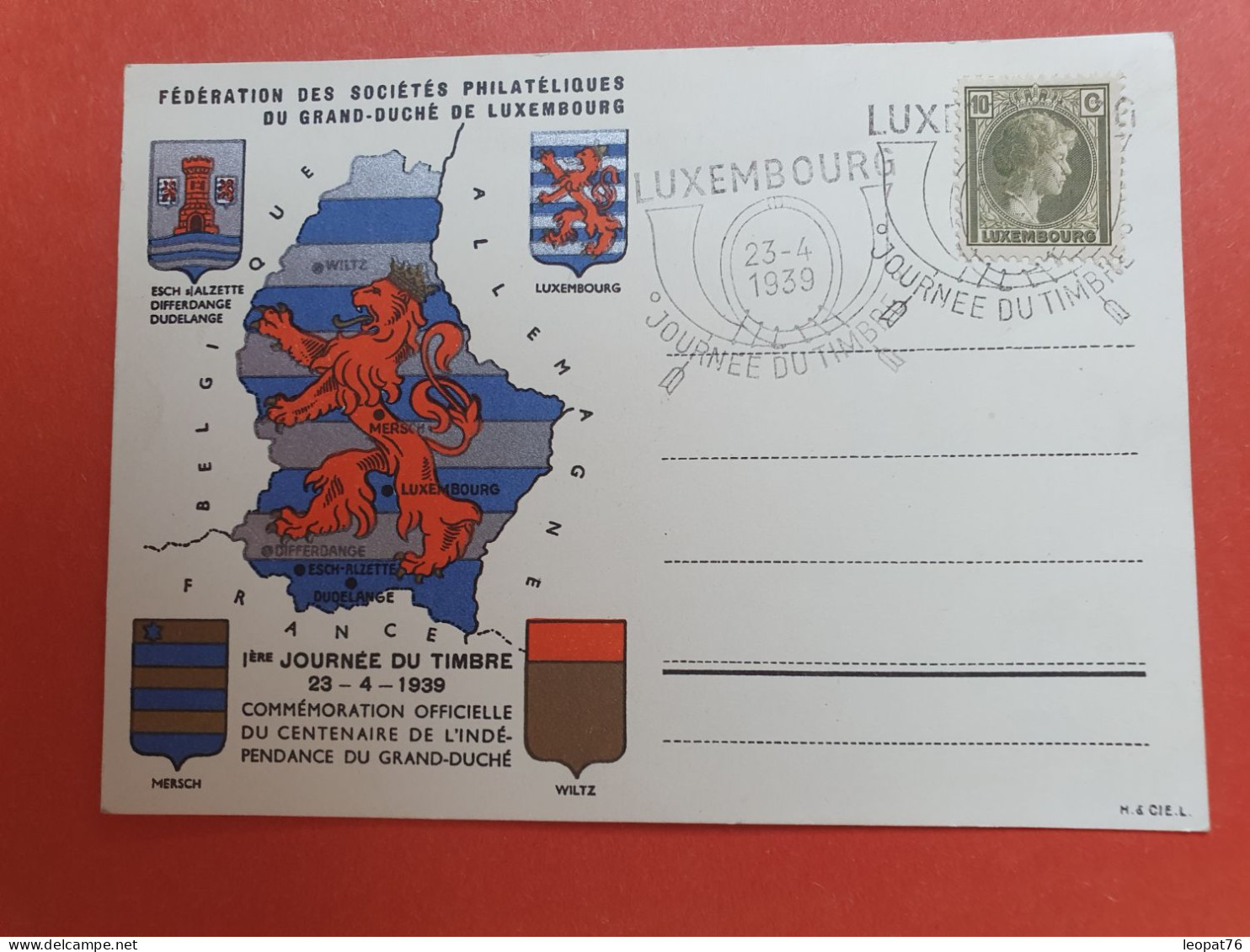 Luxembourg - Carte De La Journée Du Timbre De Luxembourg En 1939 - Réf 1034 - Cartas & Documentos