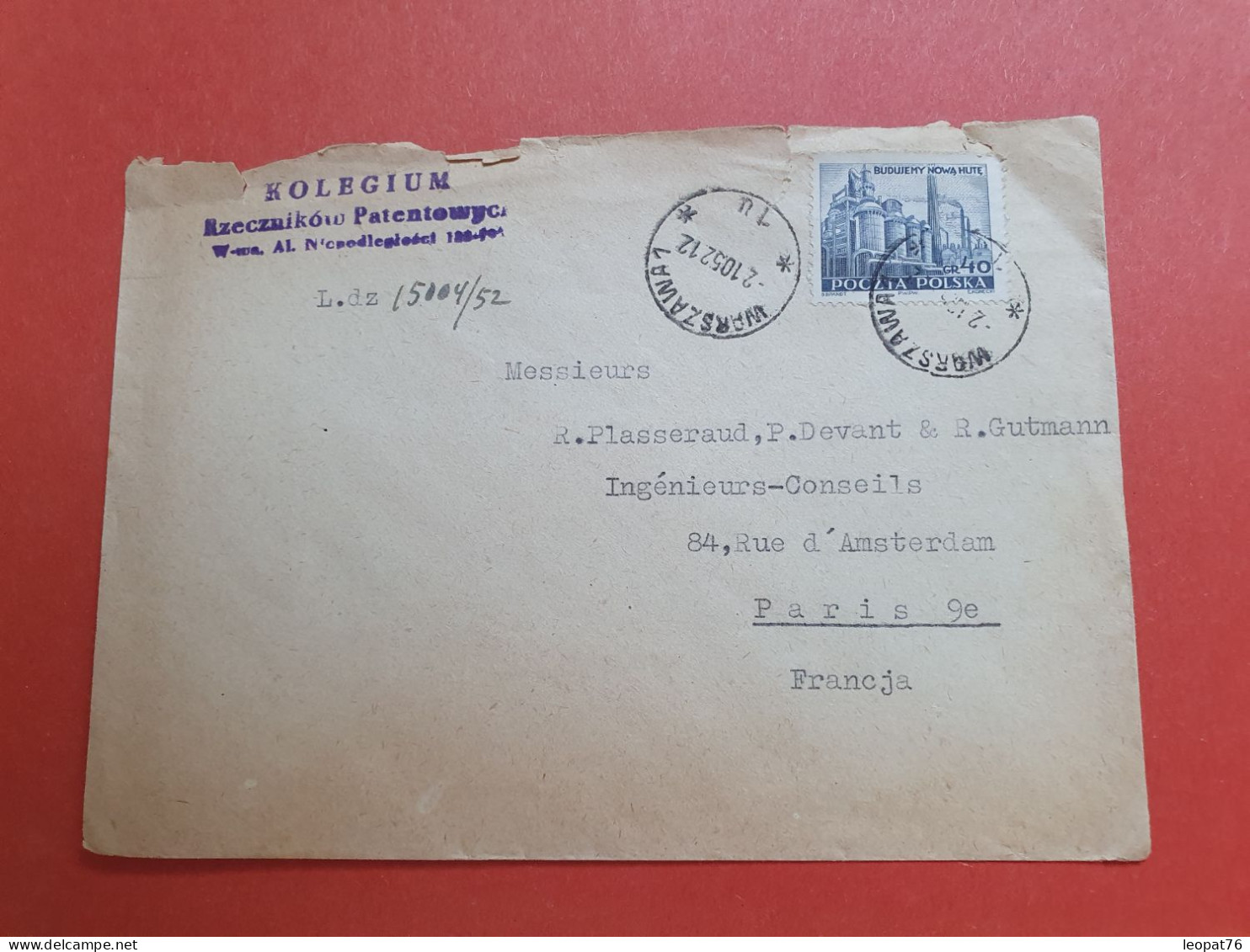 Pologne - Enveloppe De Warszawa Pour Paris En 1952 - Réf 1036 - Brieven En Documenten