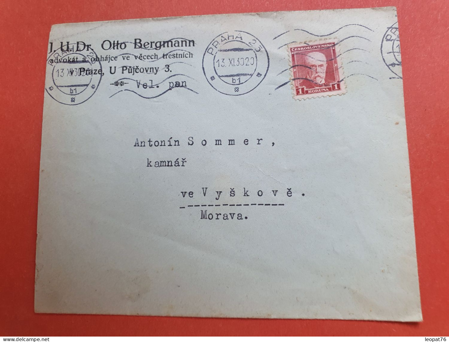 Tchécoslovaquie - Enveloppe De Praha Pour Vyškov  En 1930 - Réf 1038 - Covers & Documents