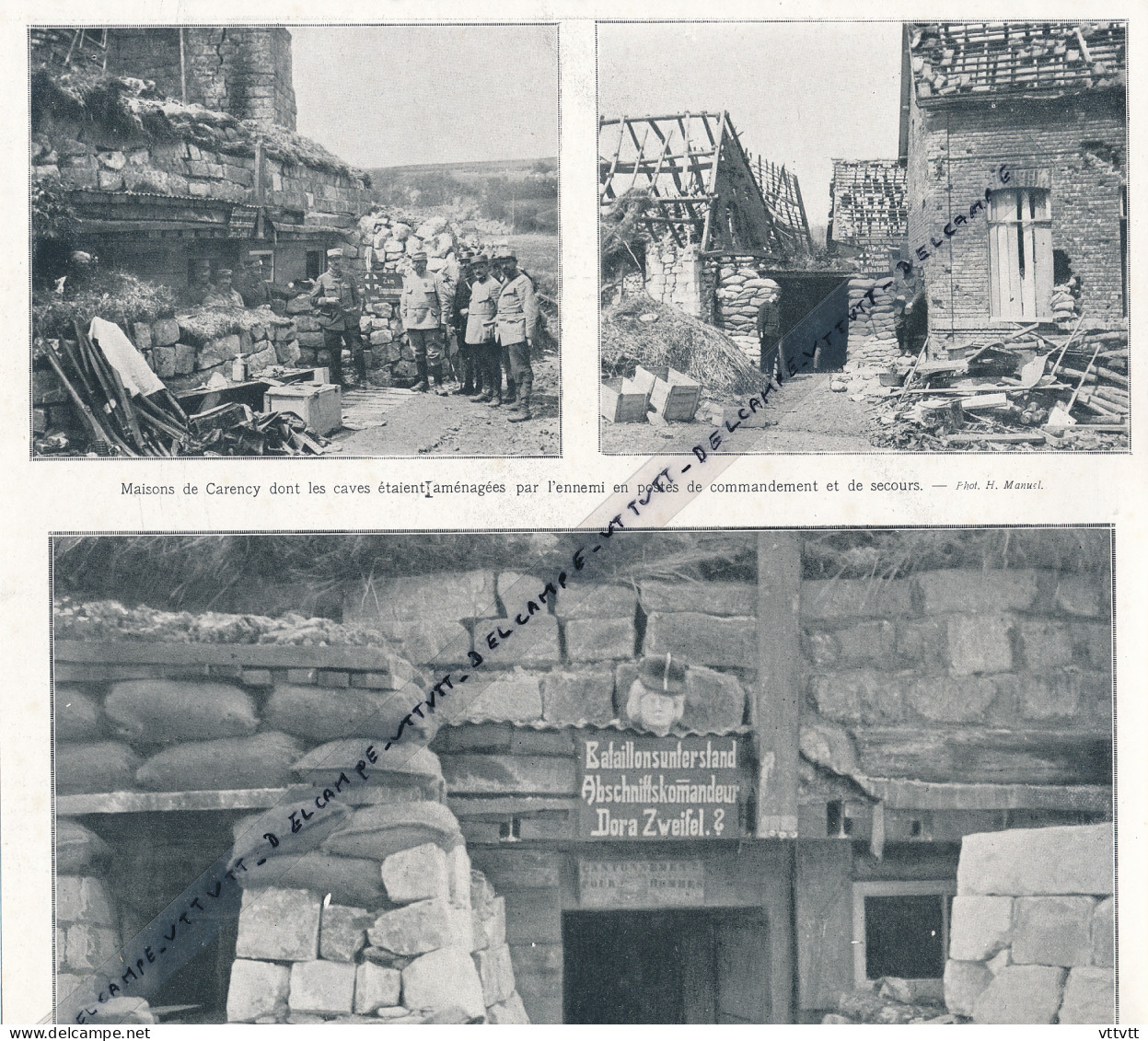 Document (1915), CARENCY, Postes Souterrains Des Allemands, Maisons, Sapeurs, Sous-sol, Caves, Postes, Guerre 14-18 - Collections